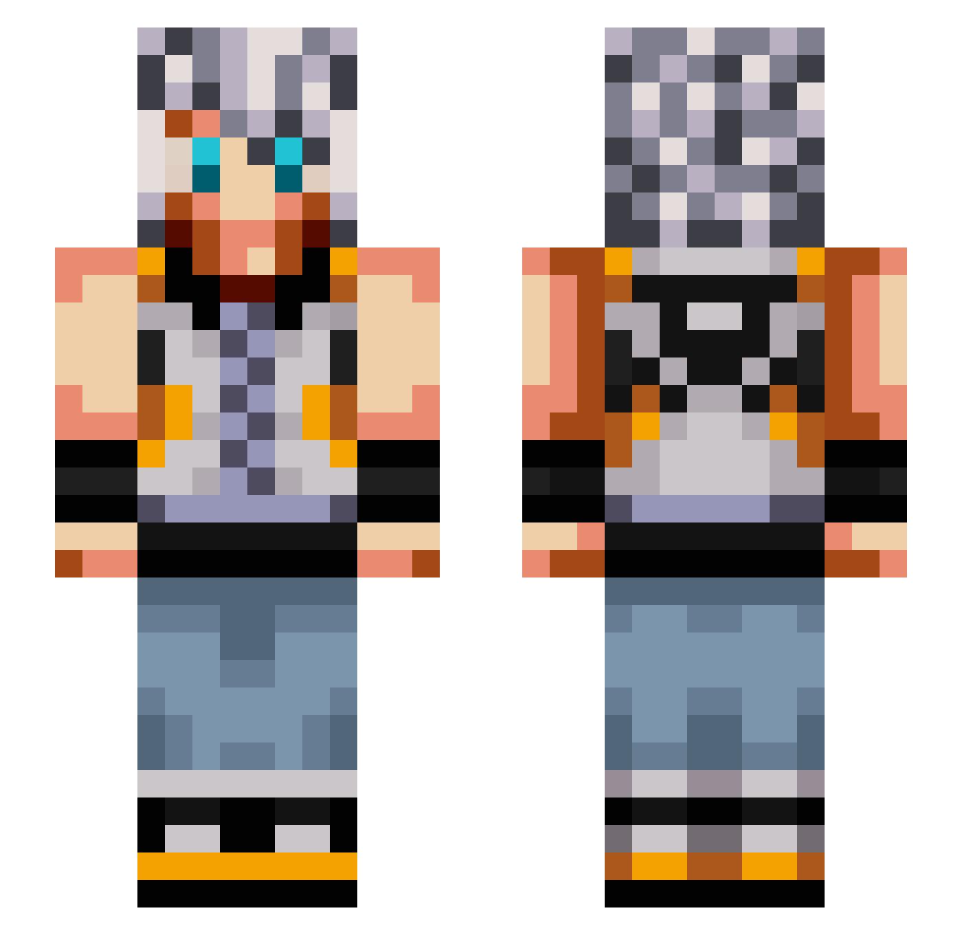 Migge98 Minecraft skin, front and back view