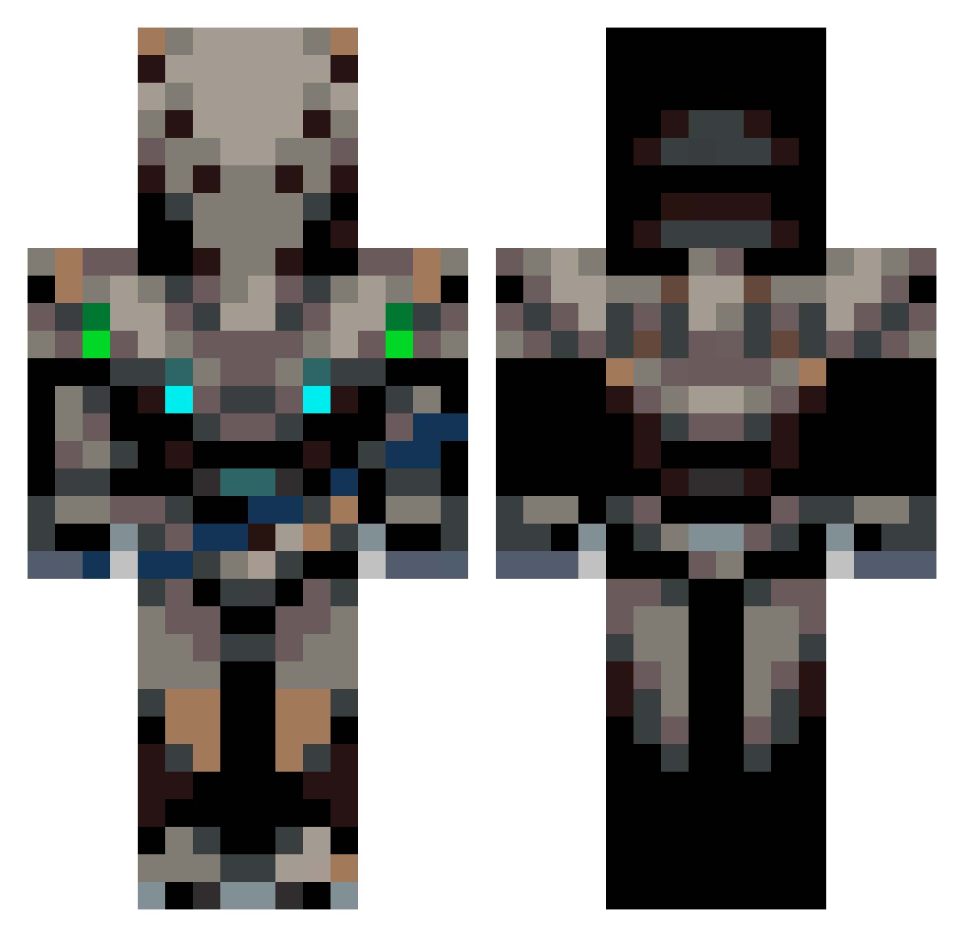 DraedonGaming Minecraft skin, front and back view