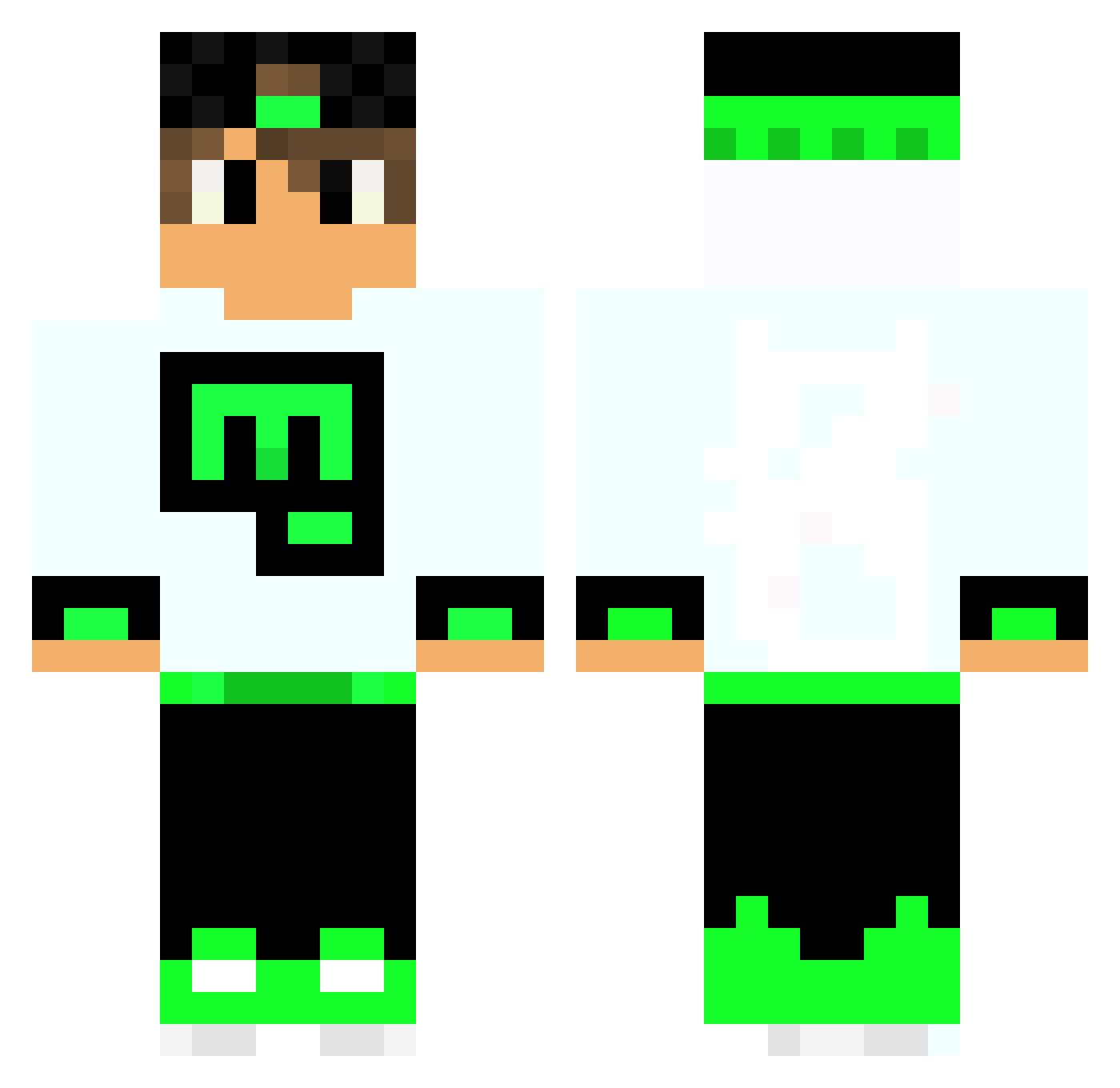 zeterick Minecraft skin, front and back view