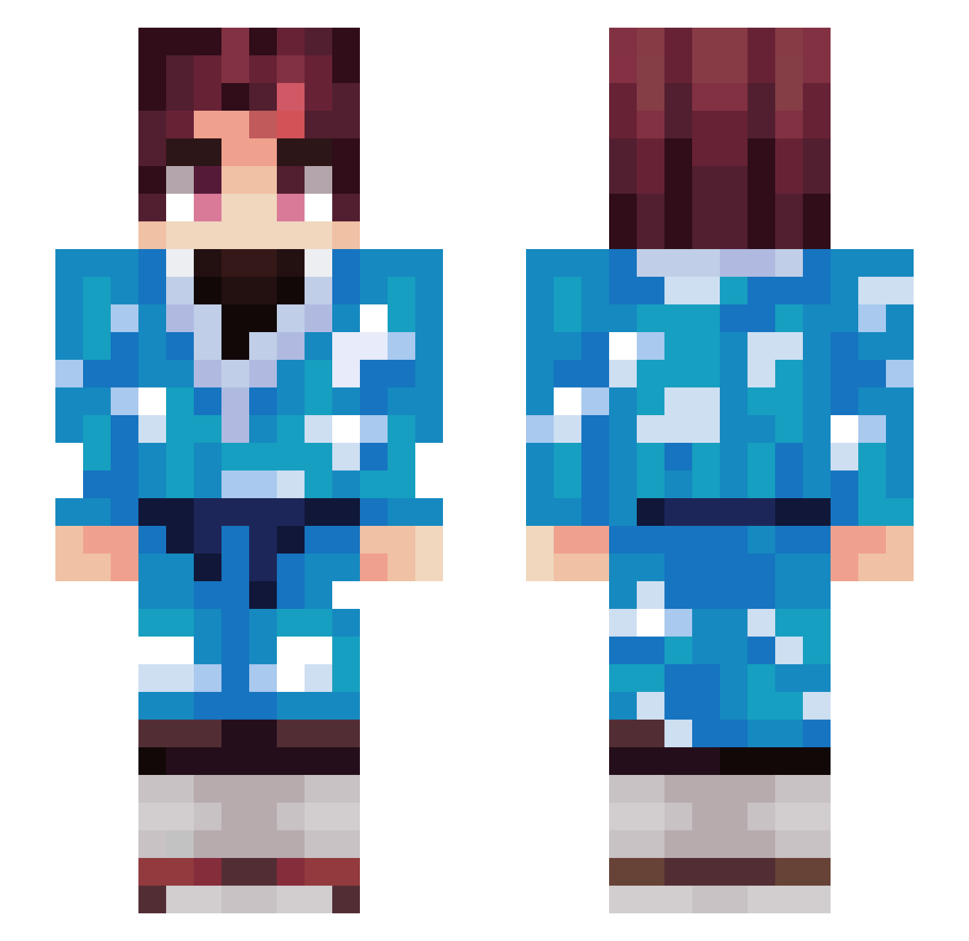 blueicyflame Minecraft skin, front and back view