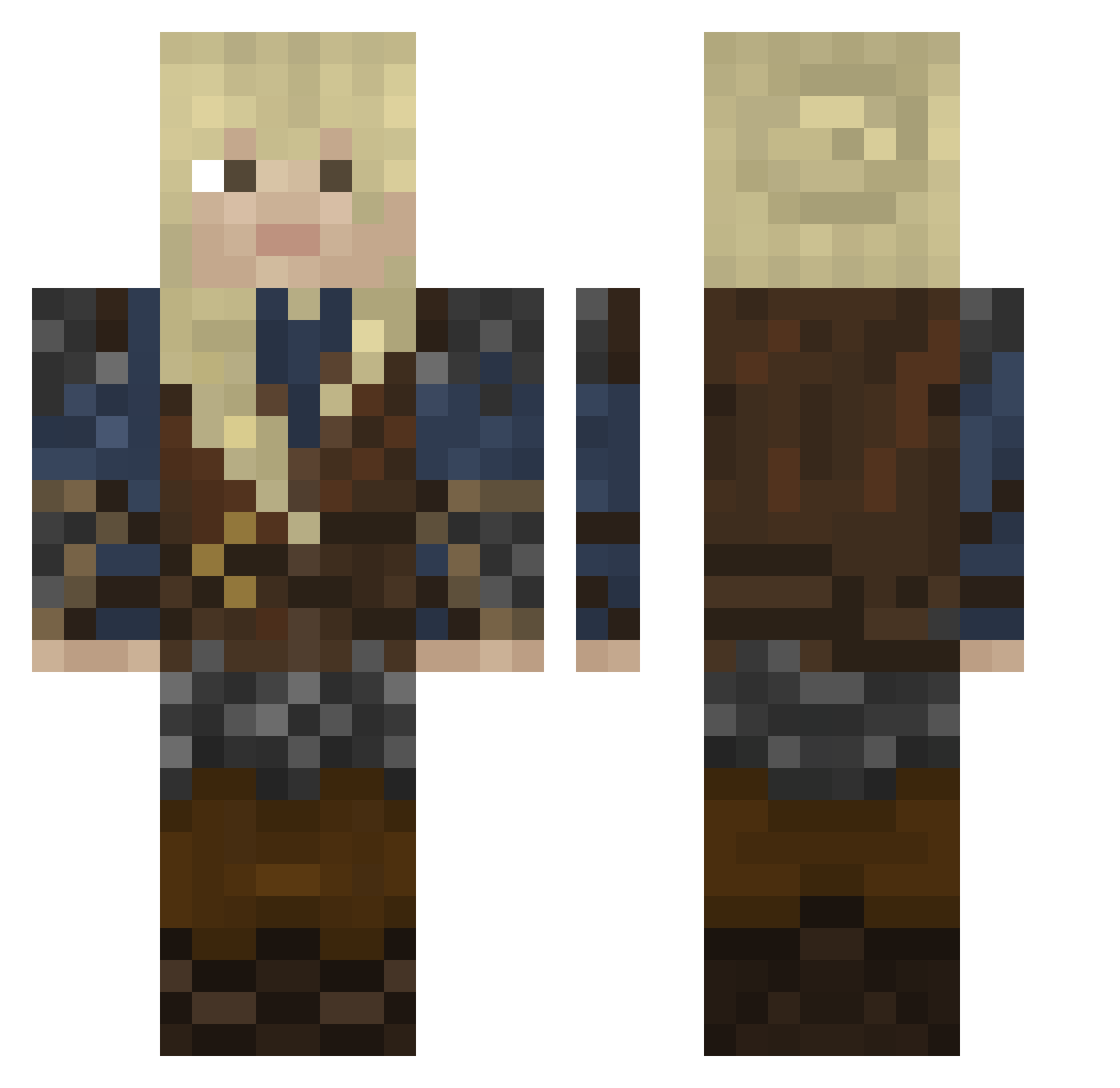 Pakouky Minecraft skin, front and back view