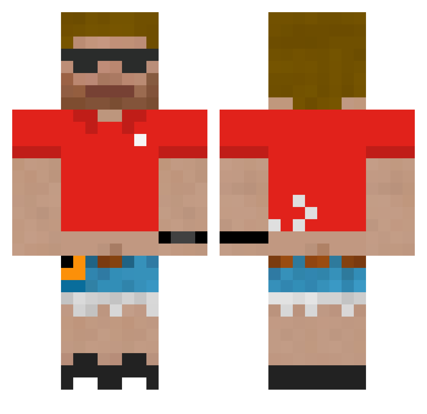 SideArms Minecraft skin, front and back view
