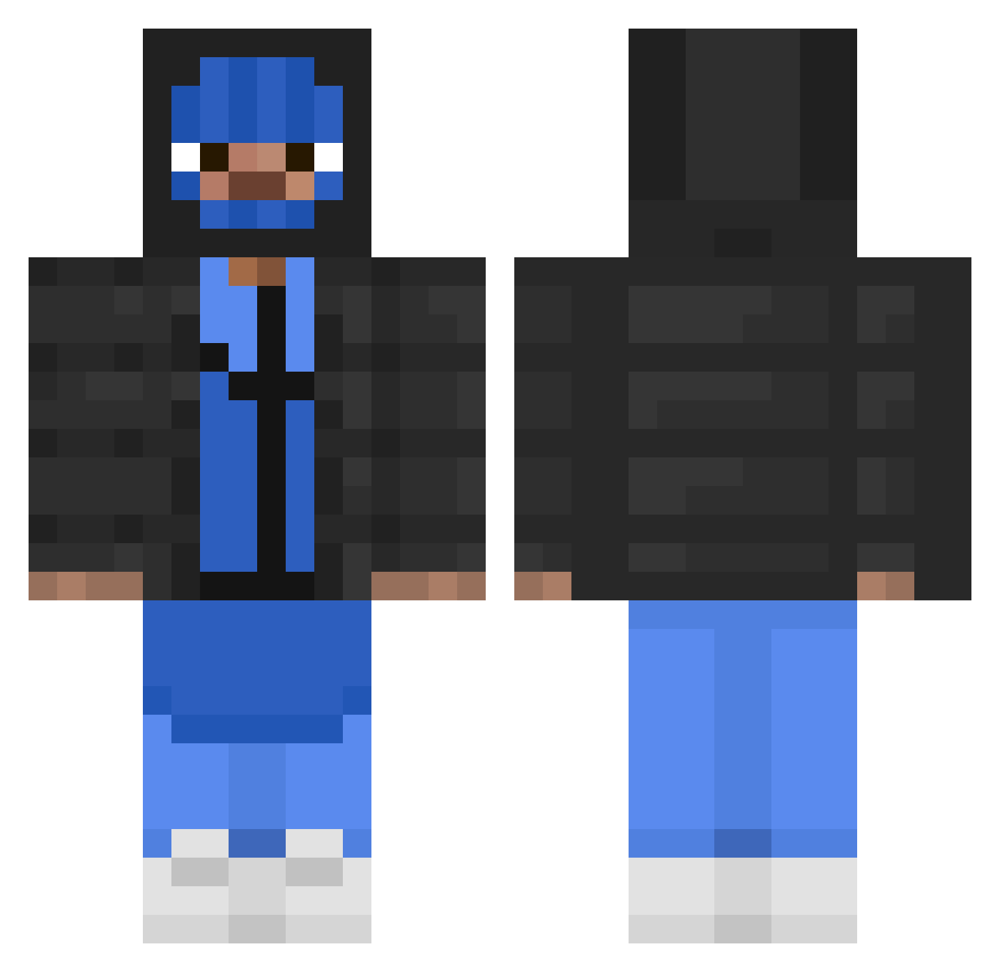 HackShooww Minecraft skin, front and back view
