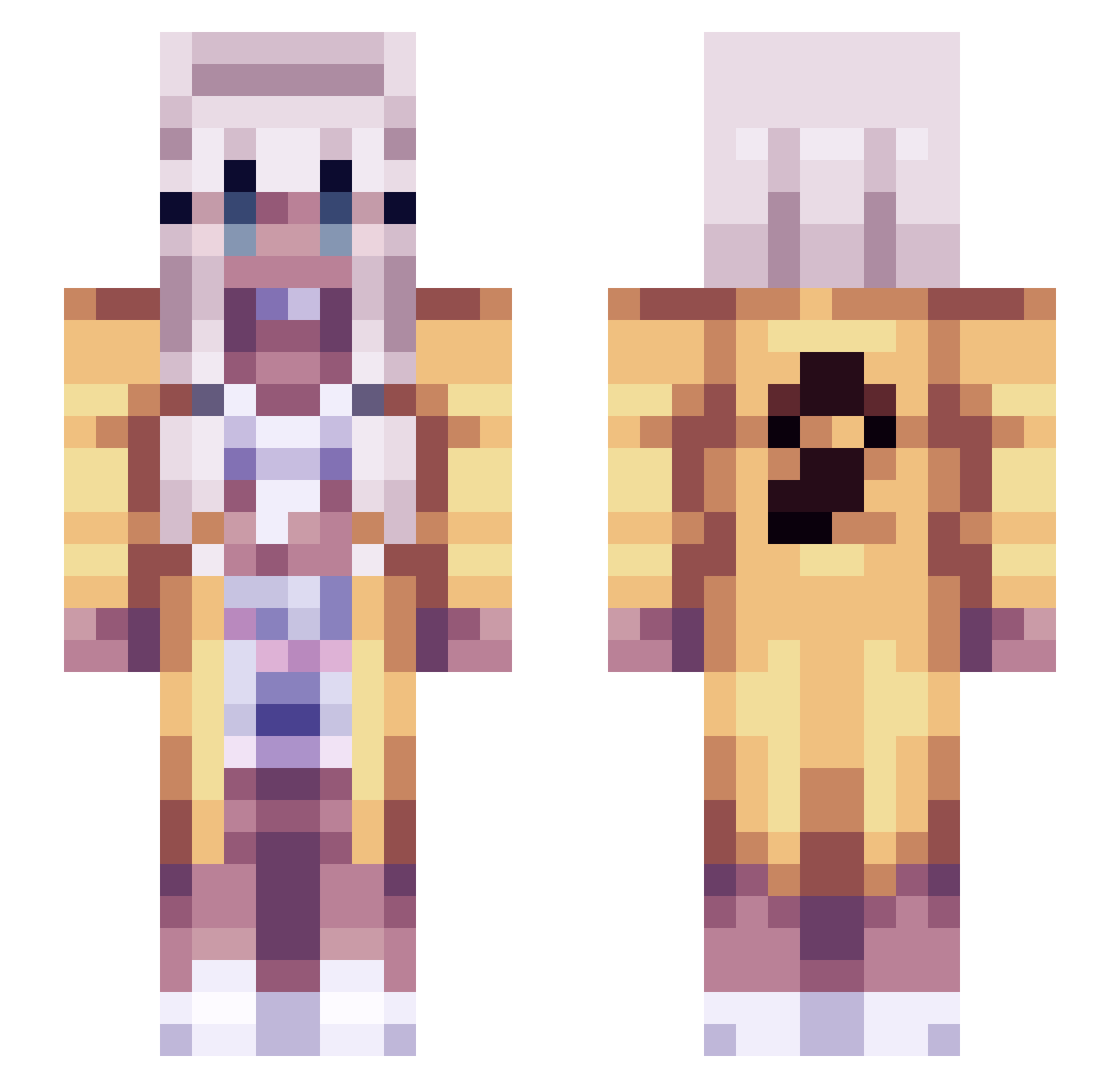 Qourv Minecraft skin, front and back view