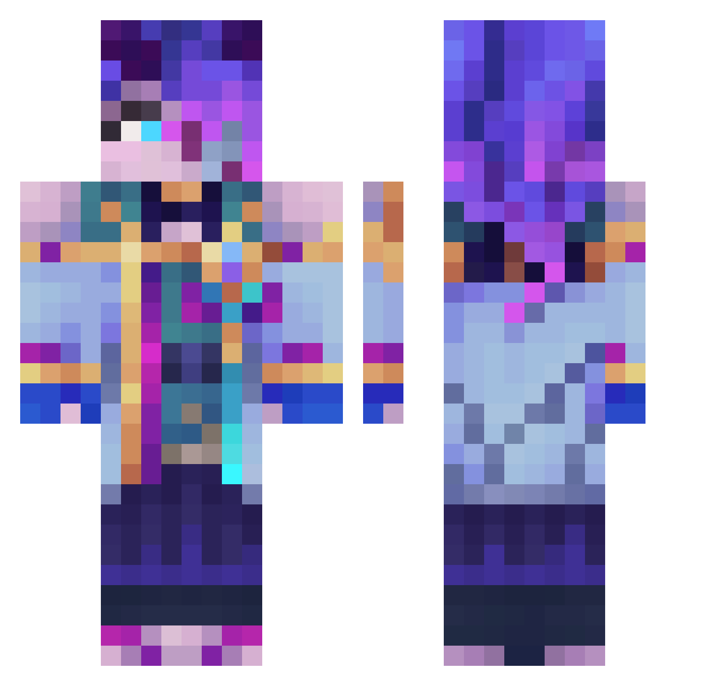 MxstiXLP Minecraft skin, front and back view