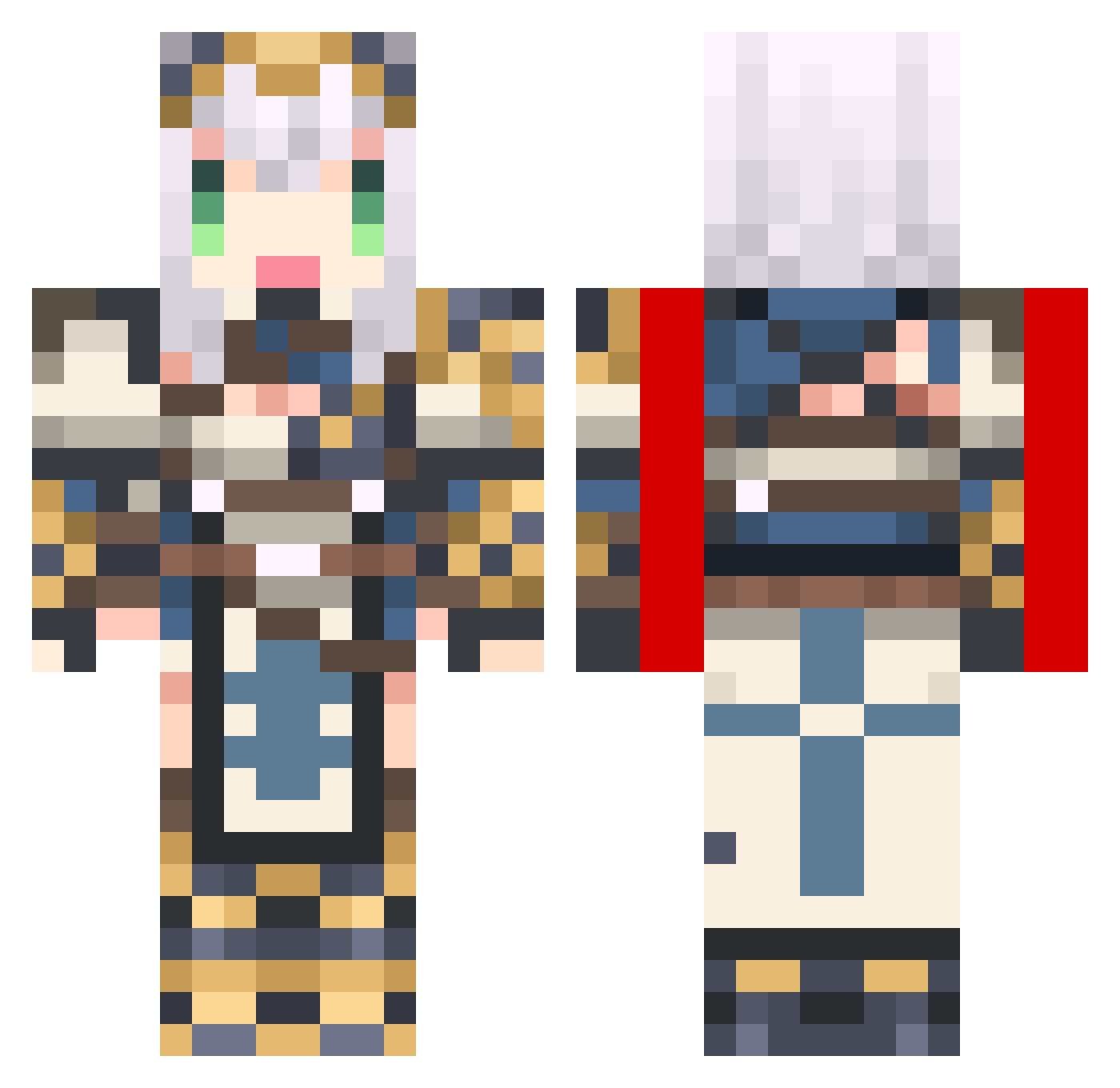 Sr_Klaus Minecraft skin, front and back view