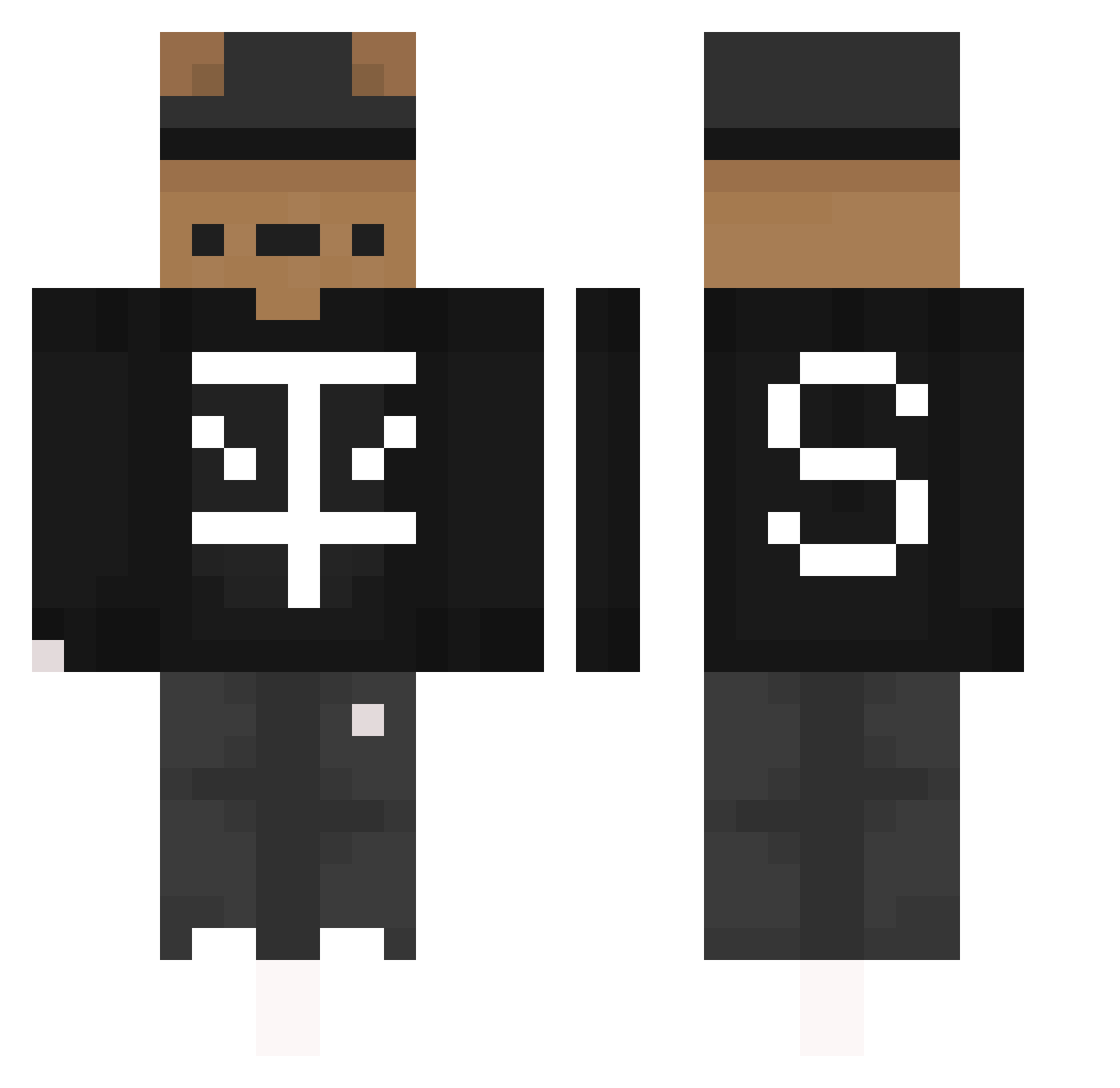 Sv3nj3d Minecraft skin, front and back view