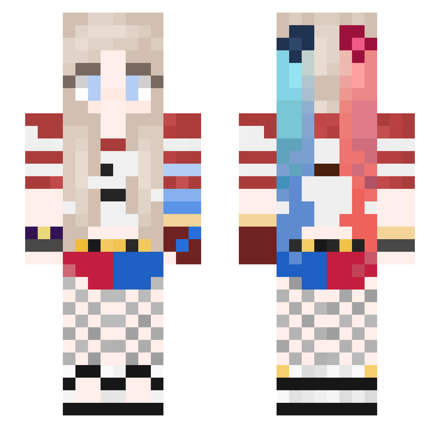 Nonfamous Minecraft skin, front and back view
