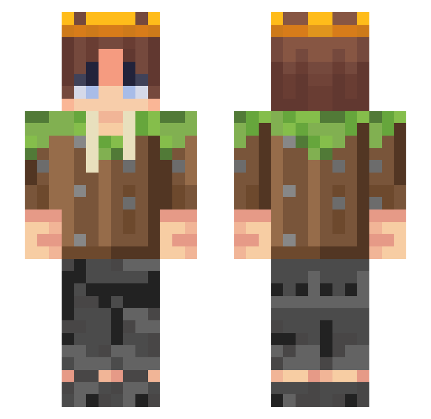 milldll Minecraft skin, front and back view