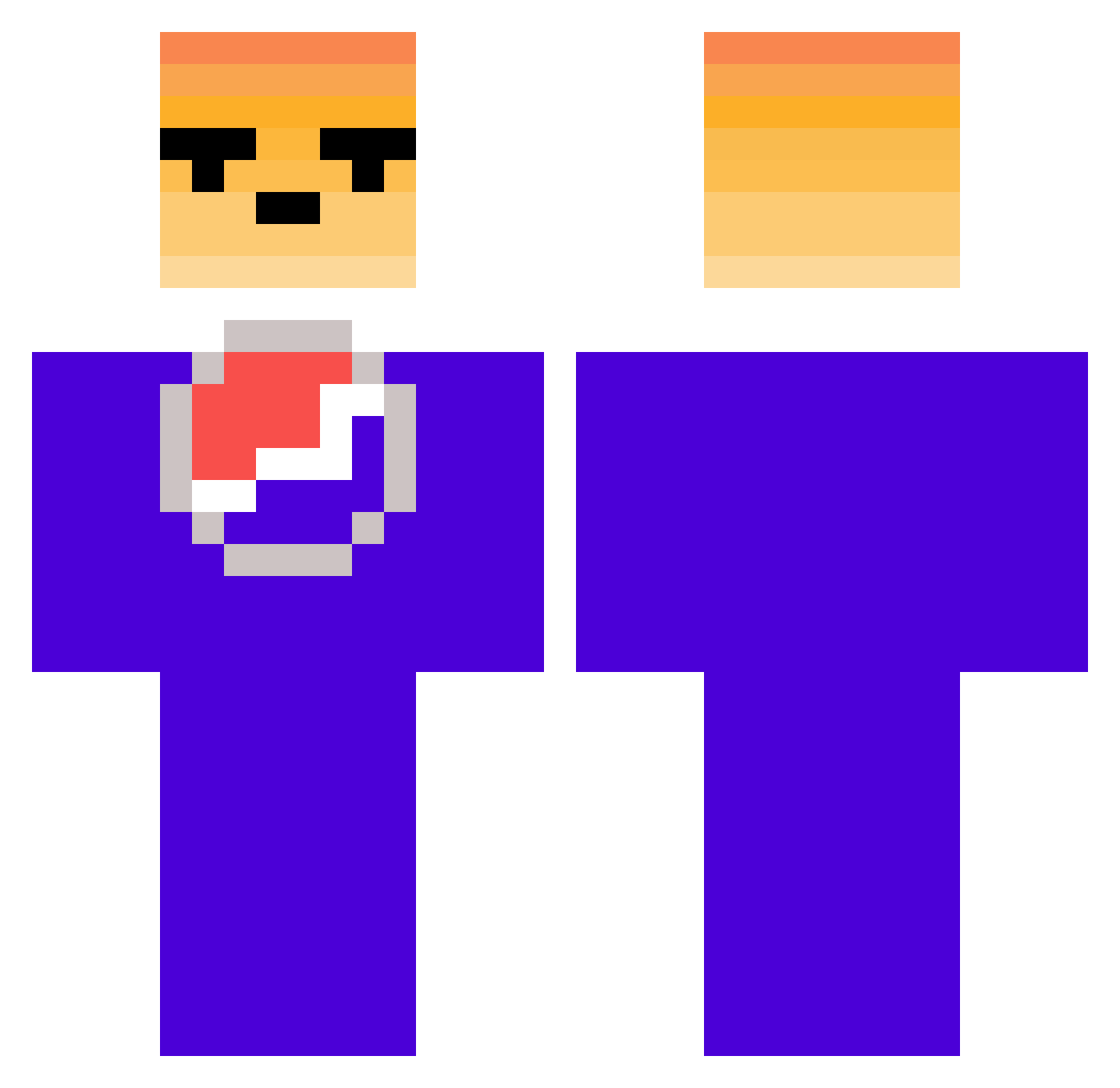 quoin Minecraft skin, front and back view