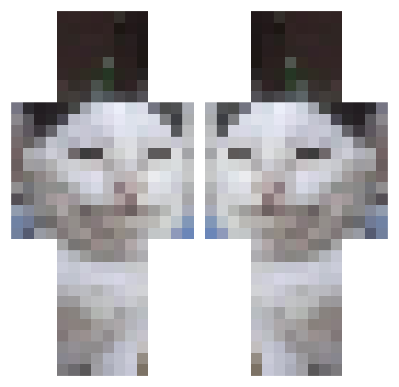 znaee Minecraft skin, front and back view