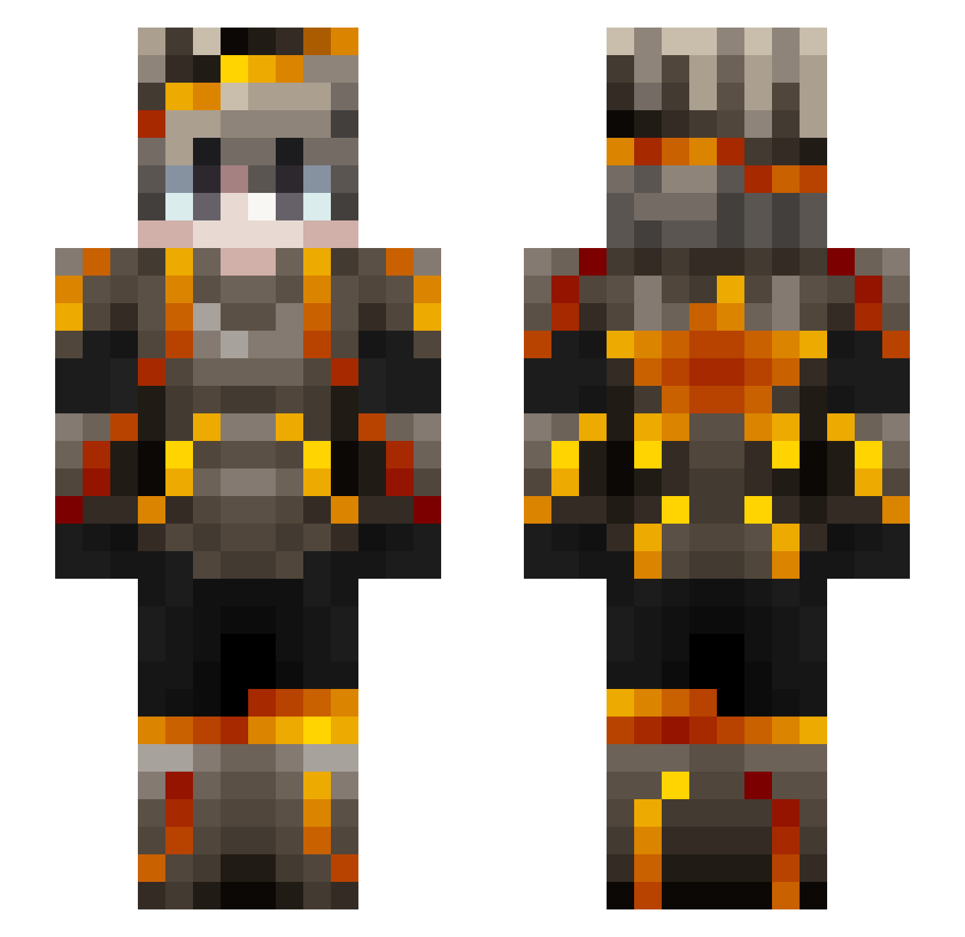 MissADay Minecraft skin, front and back view