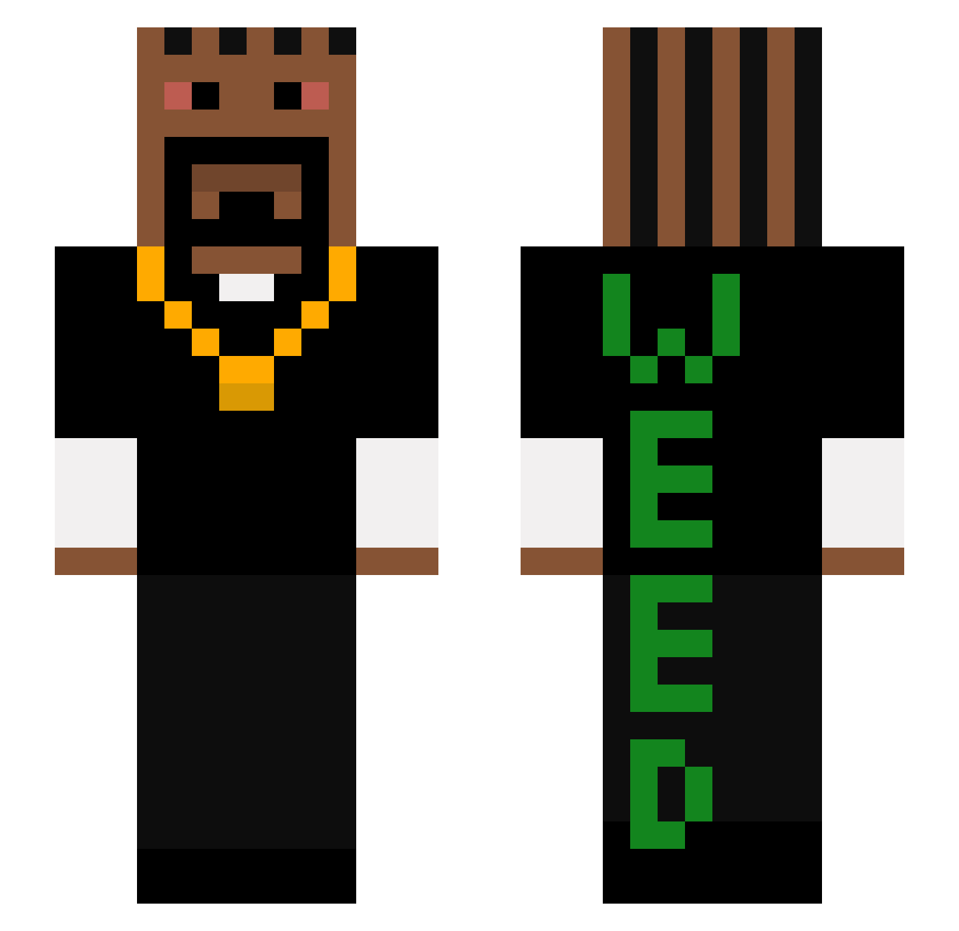 FettHigh Minecraft skin, front and back view
