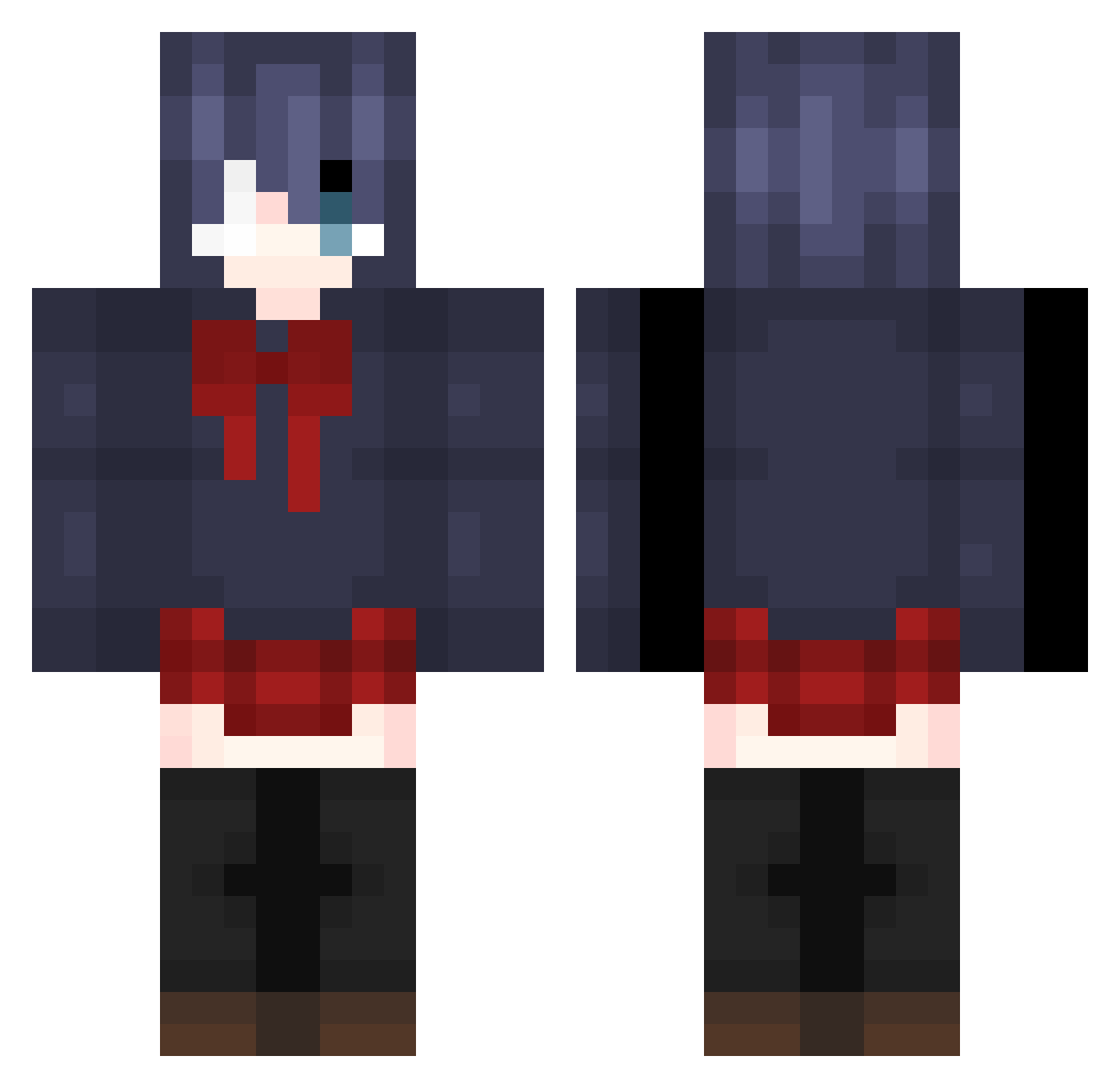 RikkaOw Minecraft skin, front and back view