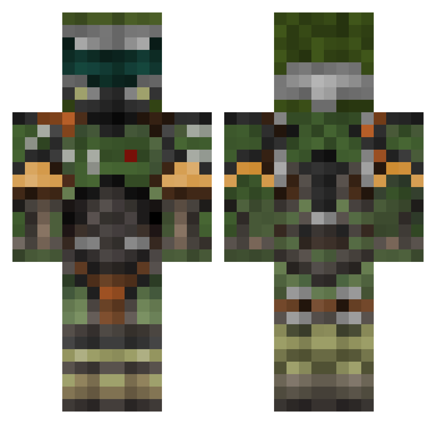 quarantinebored Minecraft skin, front and back view