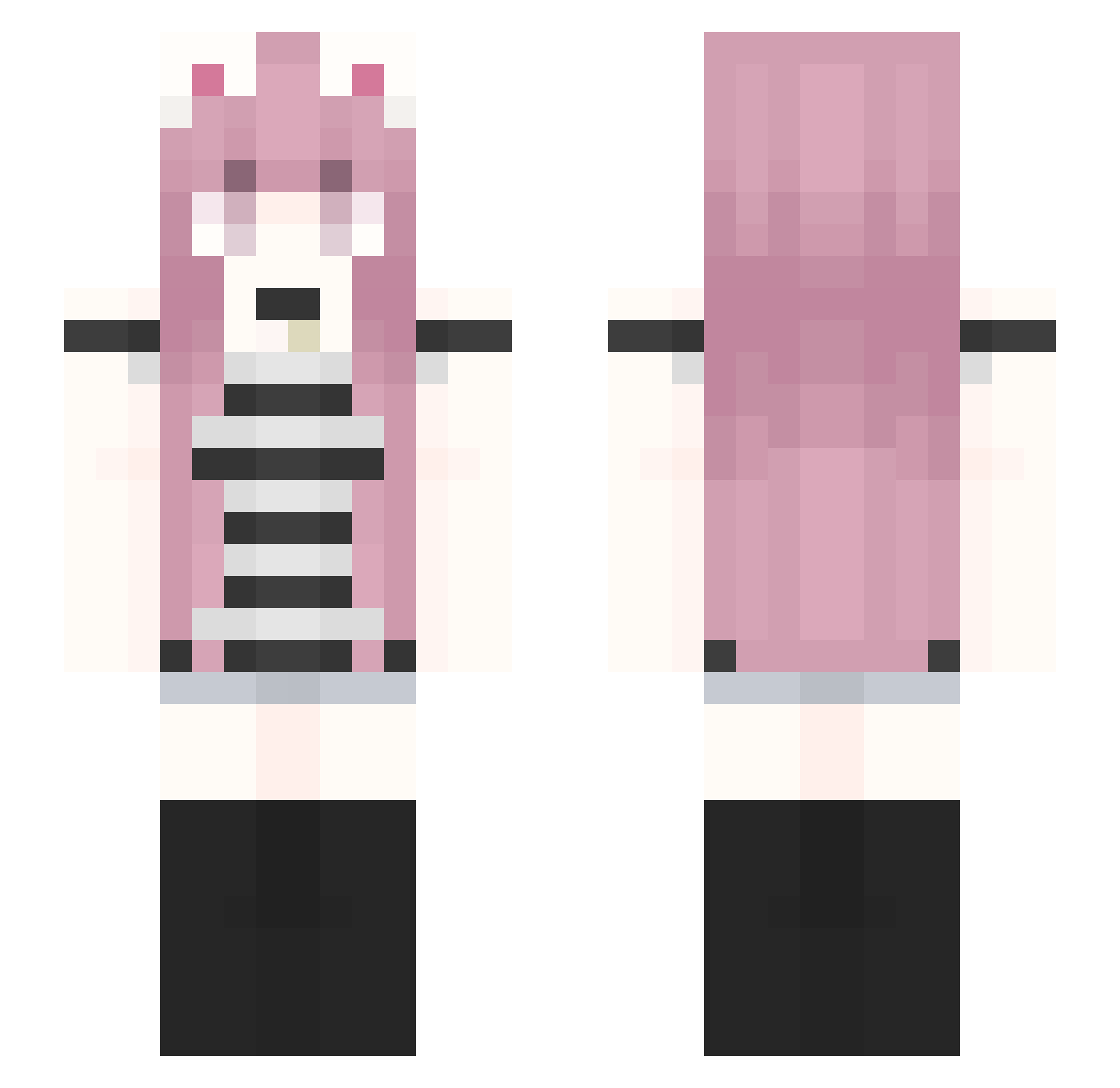 shealing Minecraft skin, front and back view