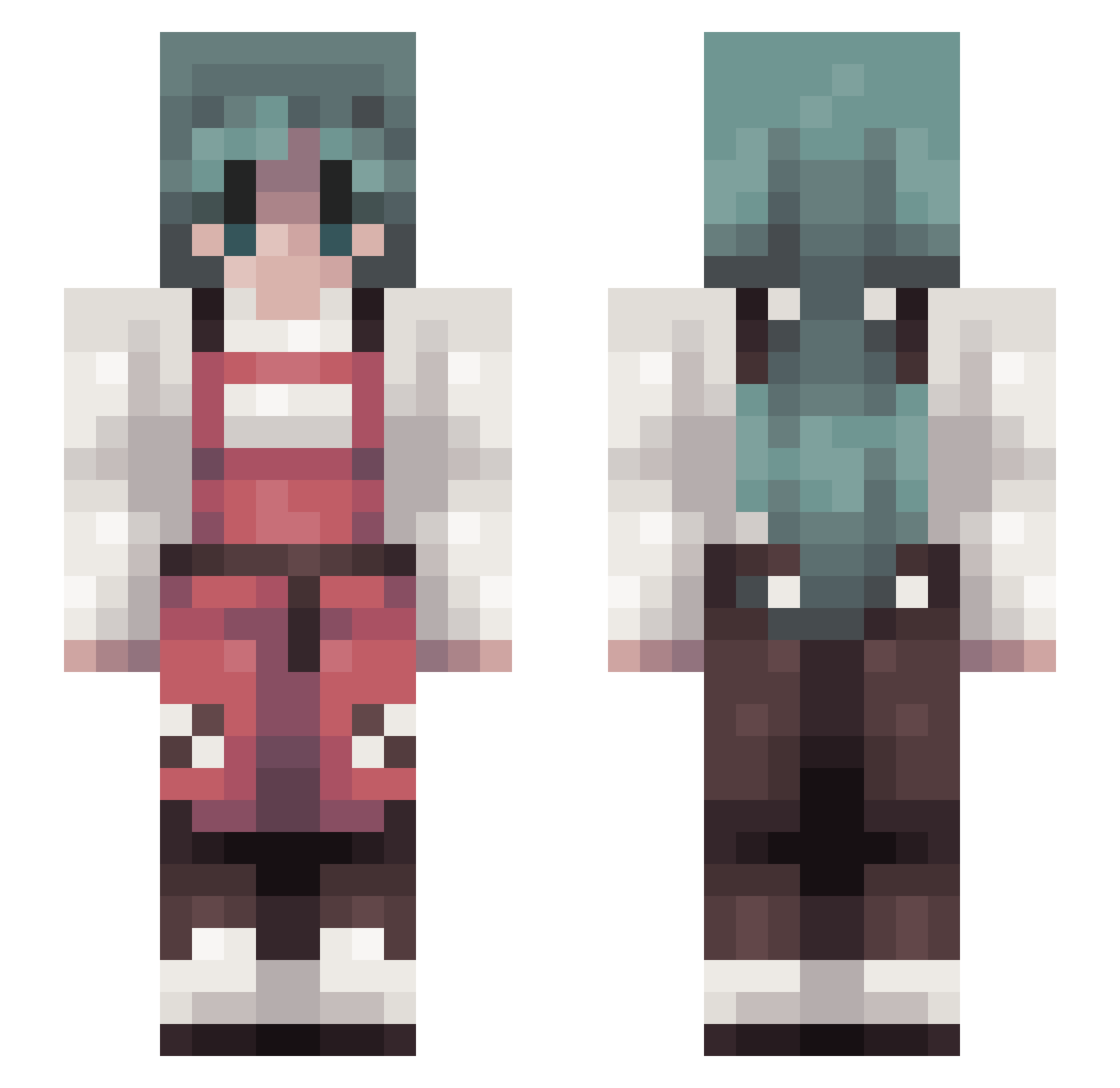 zrbot Minecraft skin, front and back view