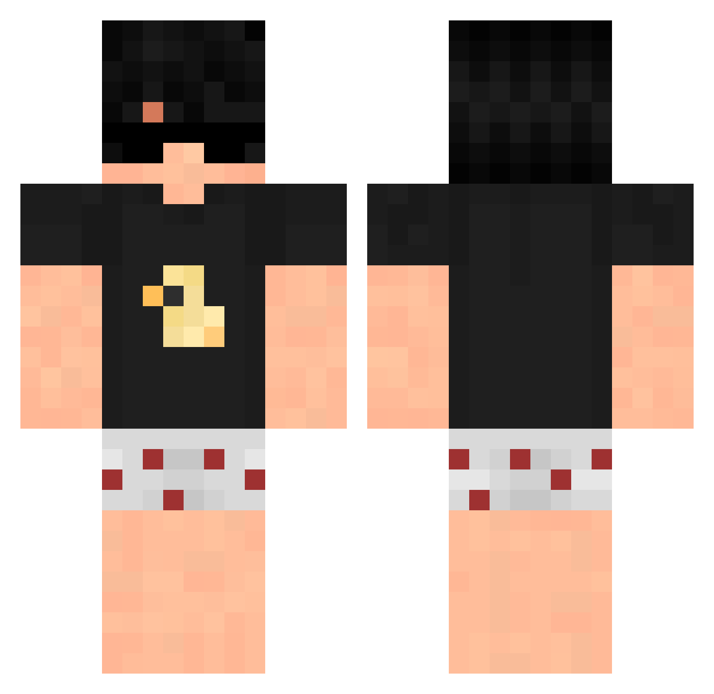 V2i Minecraft skin, front and back view