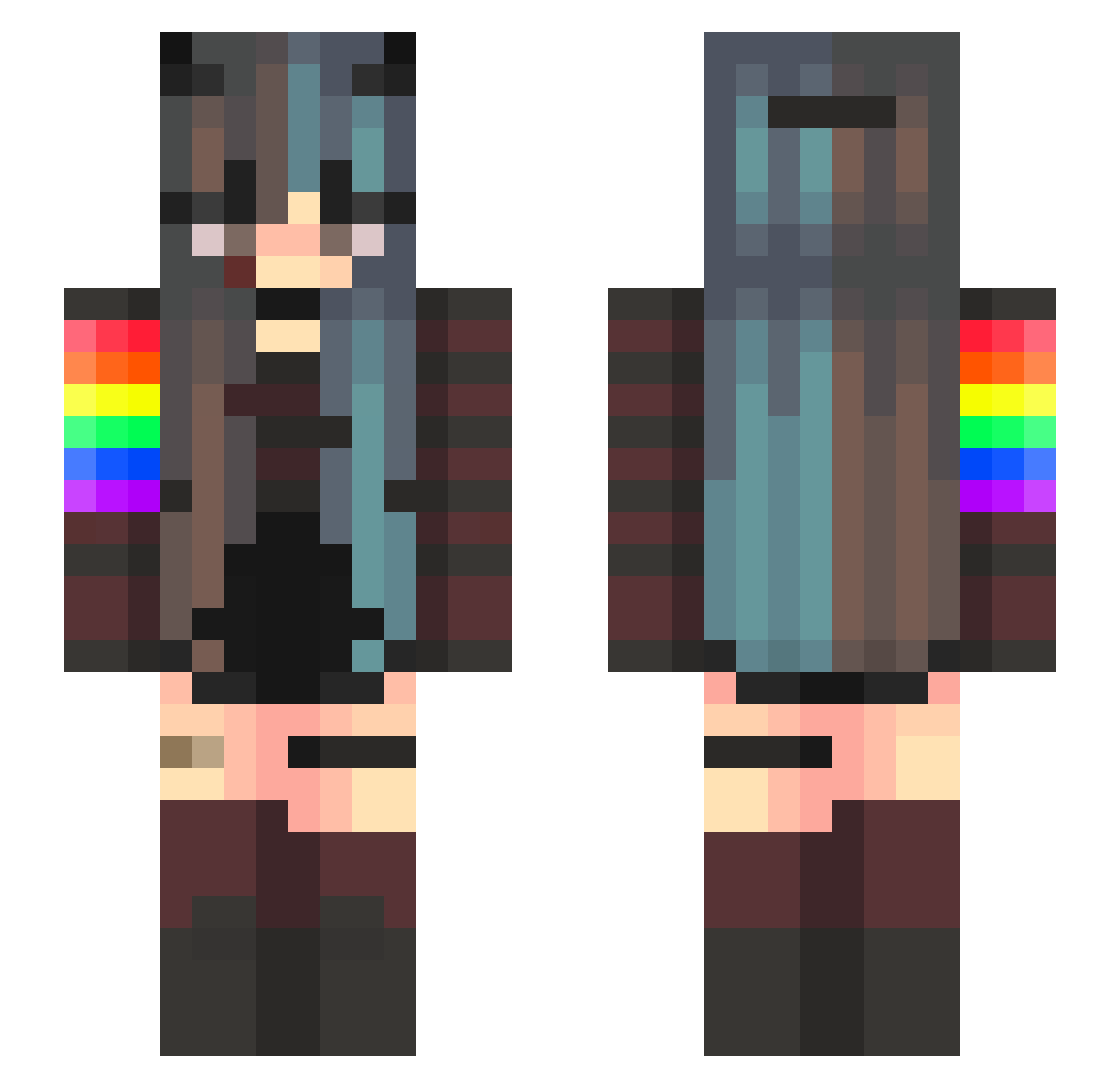 Wekuo Minecraft skin, front and back view