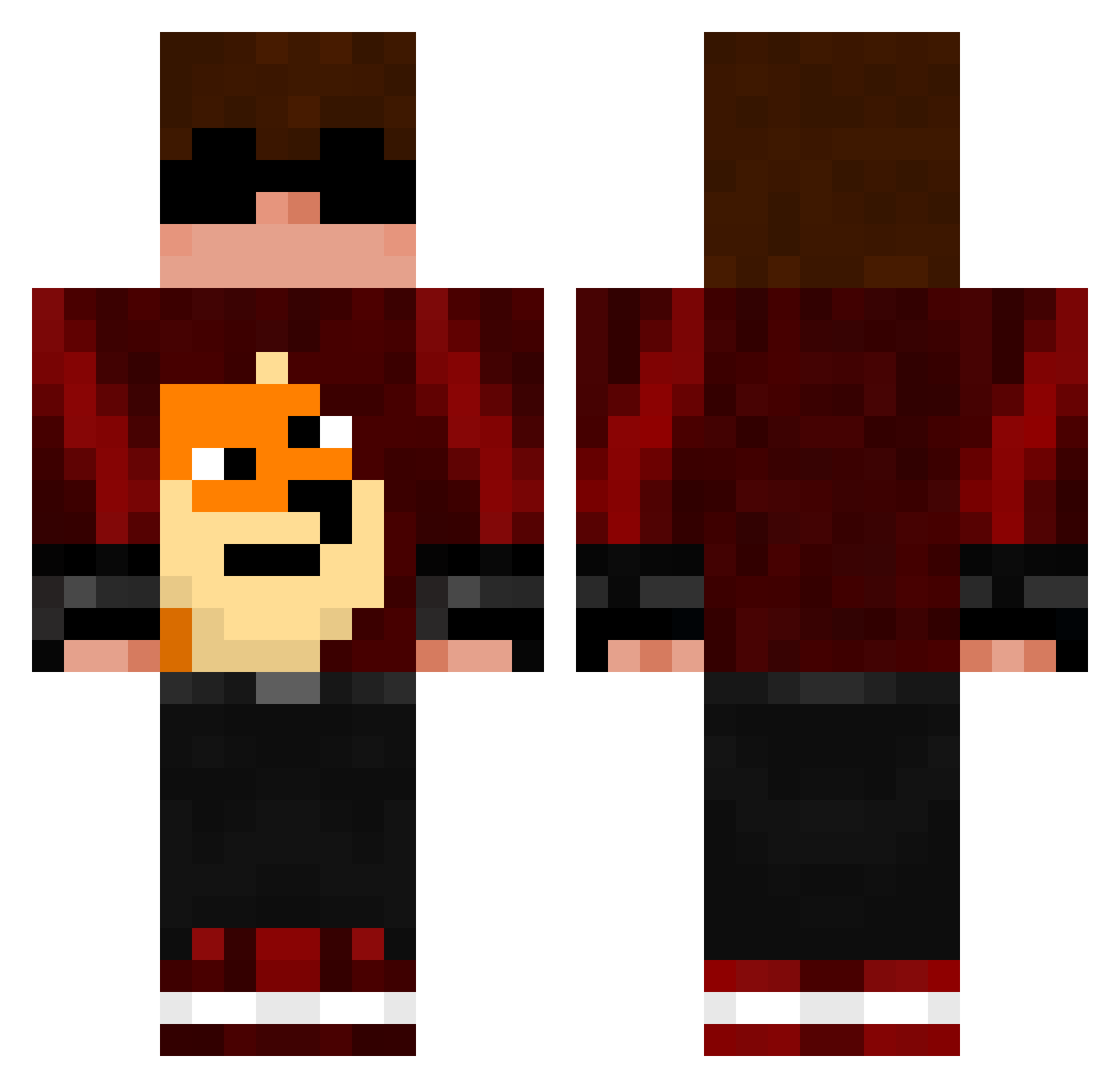 Confessedly Minecraft skin, front and back view