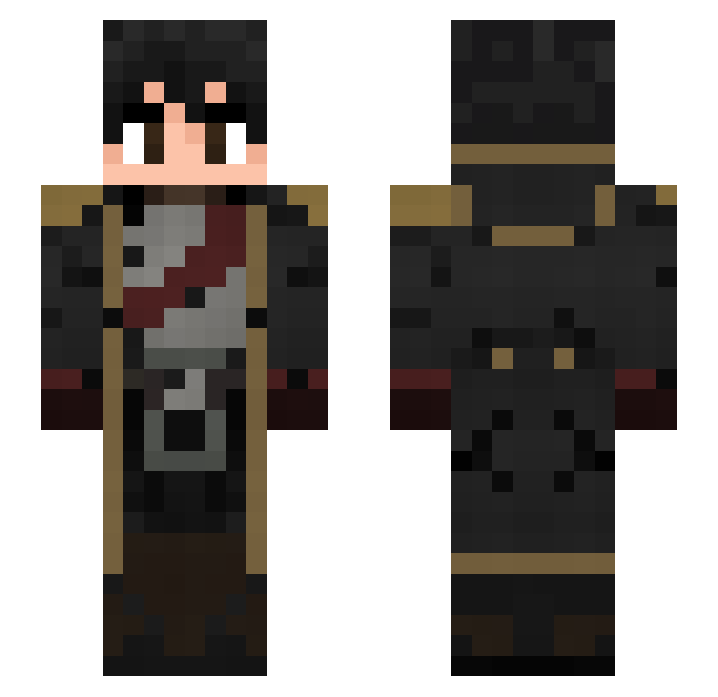 Poq0 Minecraft skin, front and back view