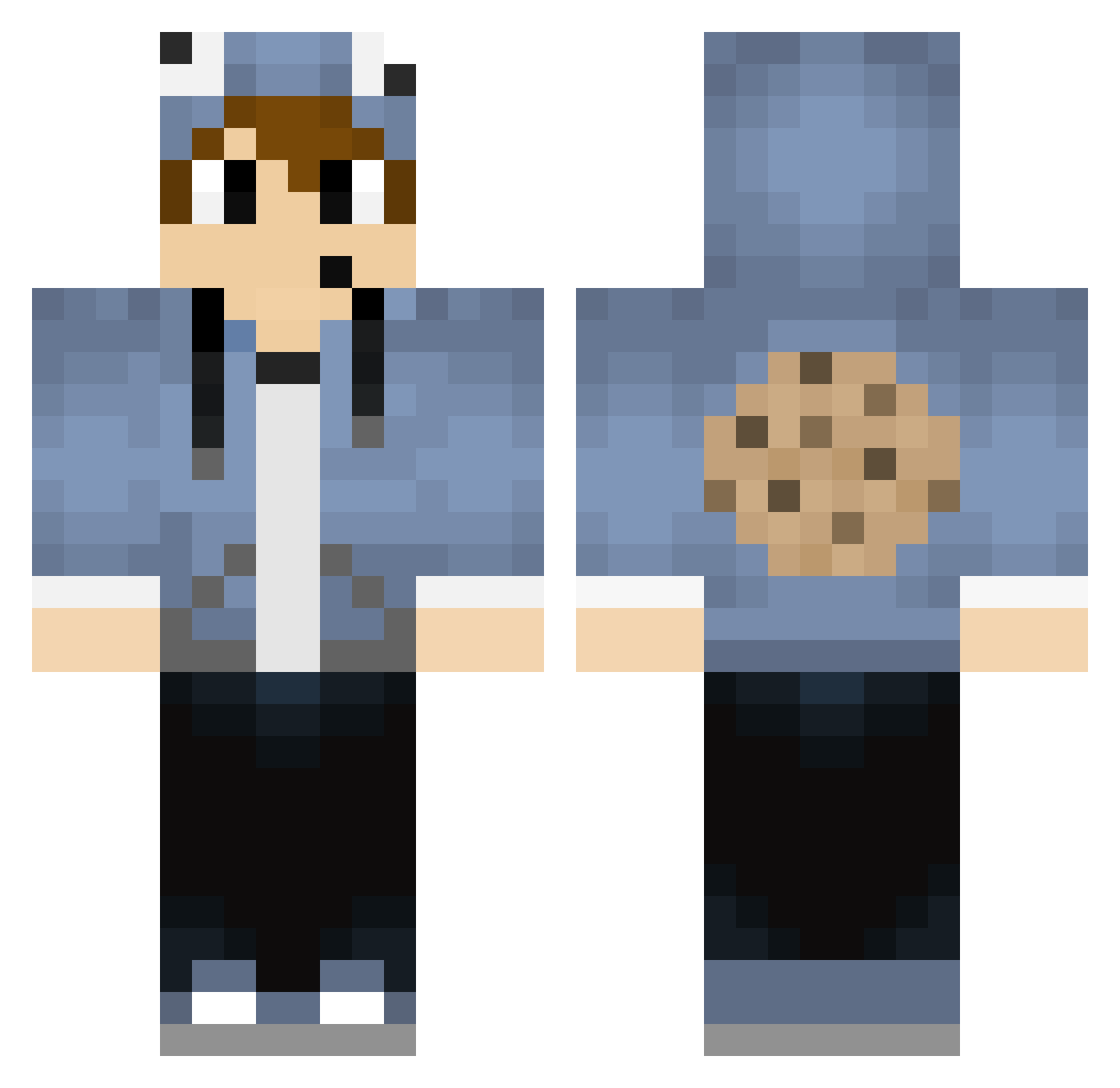 Quitted Minecraft skin, front and back view