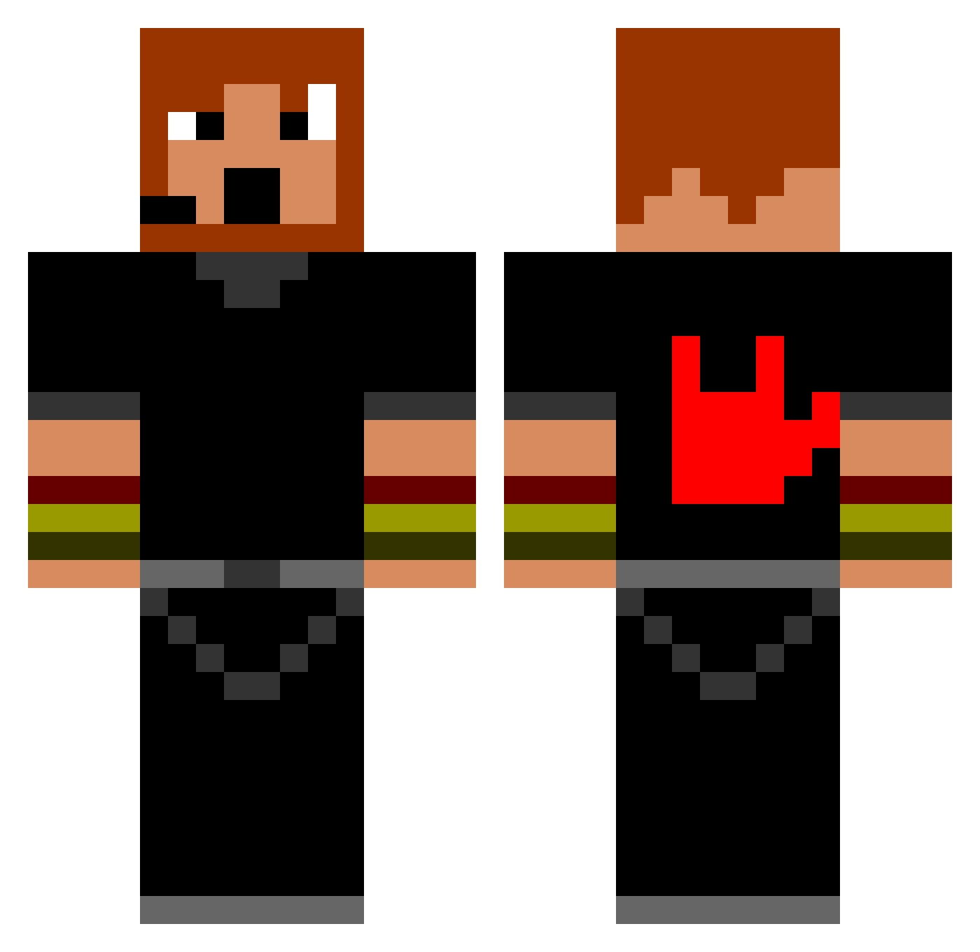 Funker Minecraft skin, front and back view
