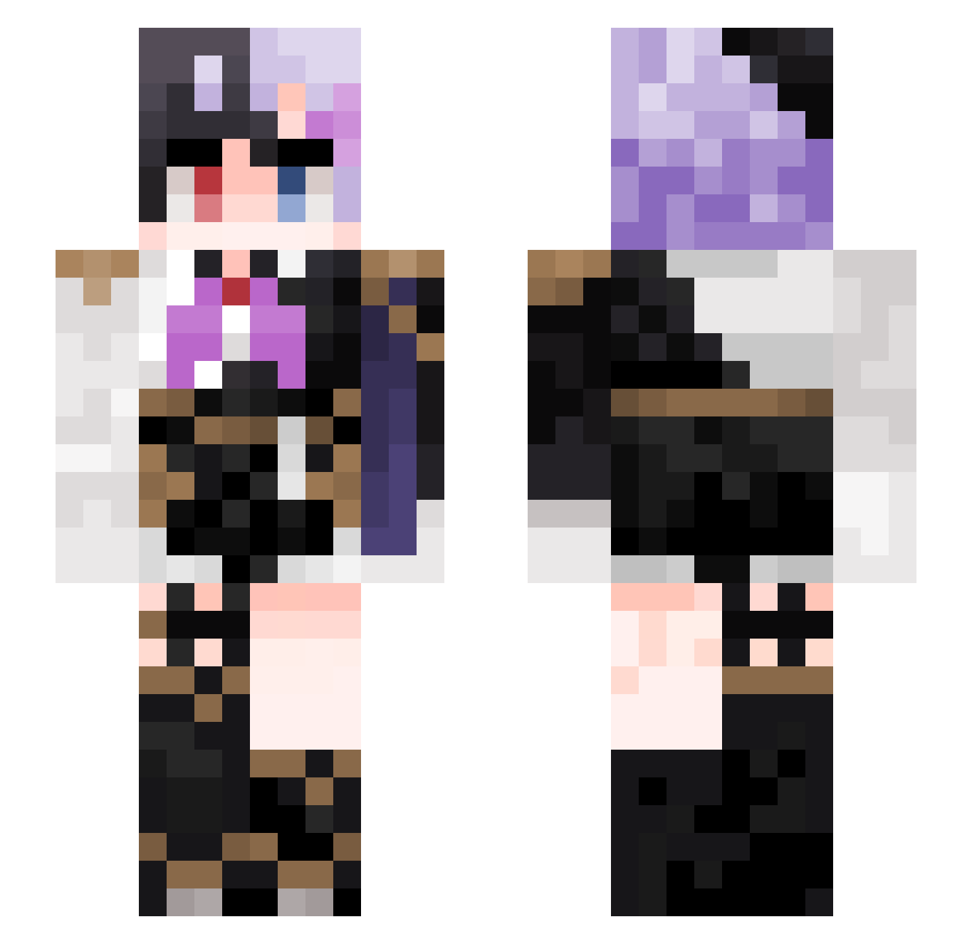 DoodleDD Minecraft skin, front and back view