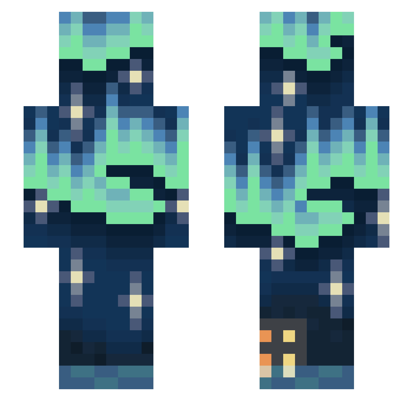 Epikness Minecraft skin, front and back view