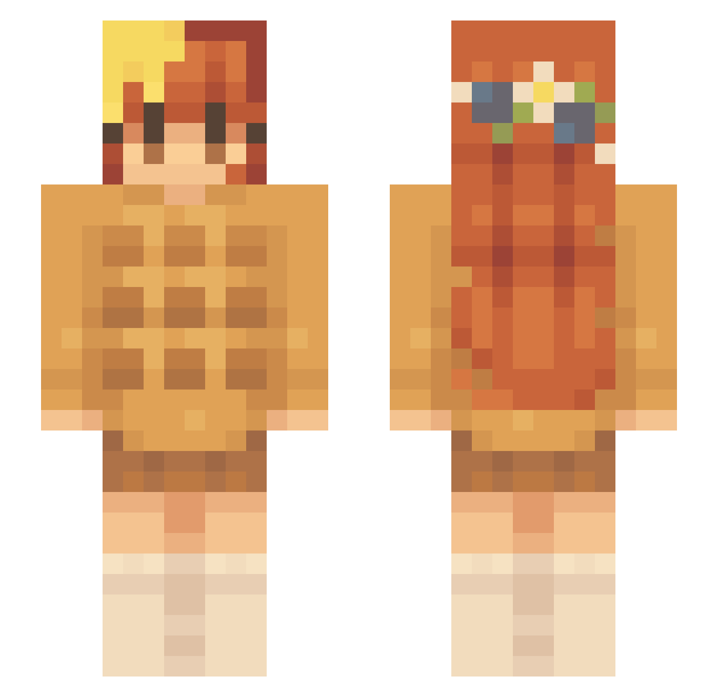 TheMoldyWaffle Minecraft skin, front and back view