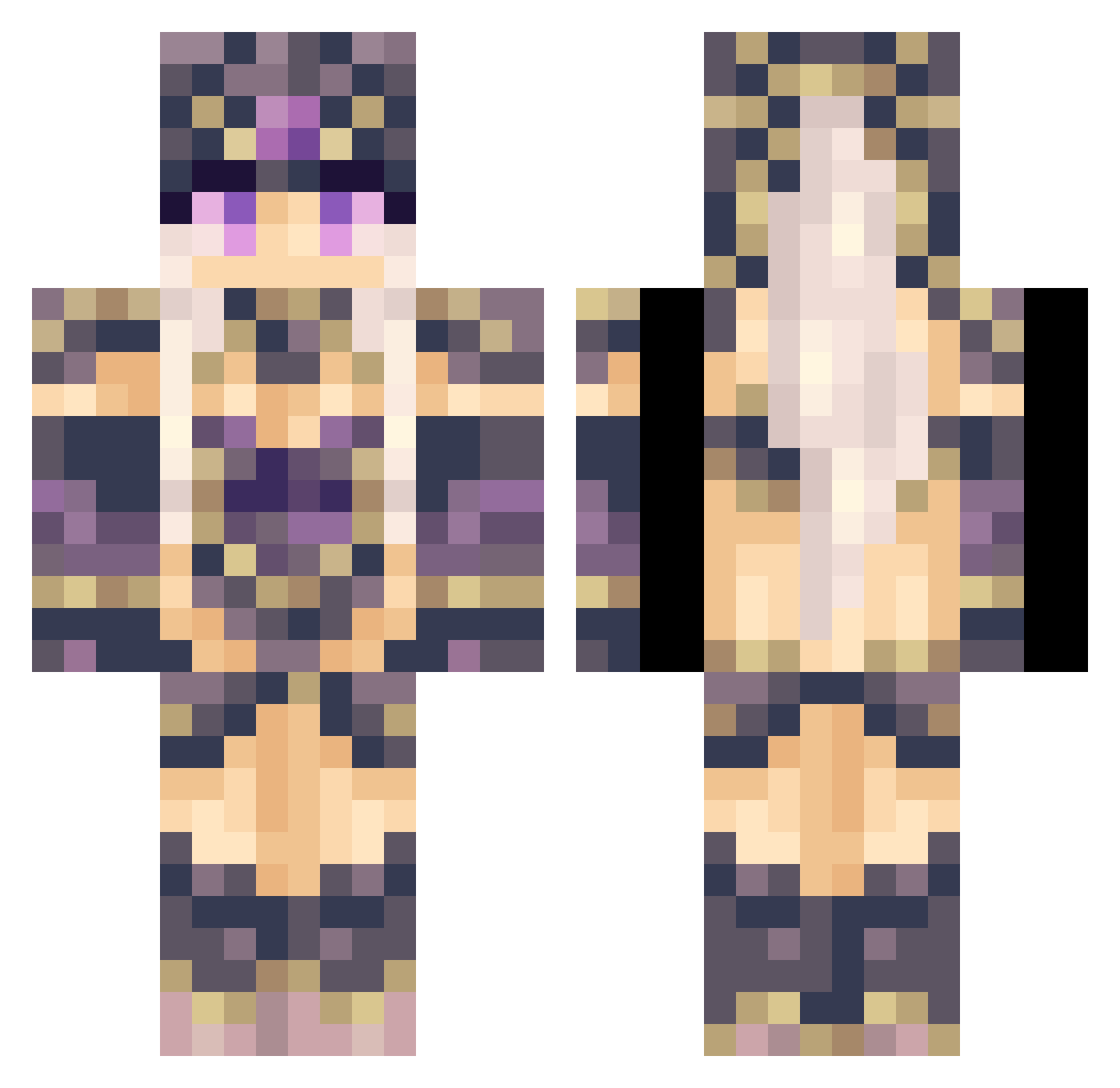 Herihell Minecraft skin, front and back view