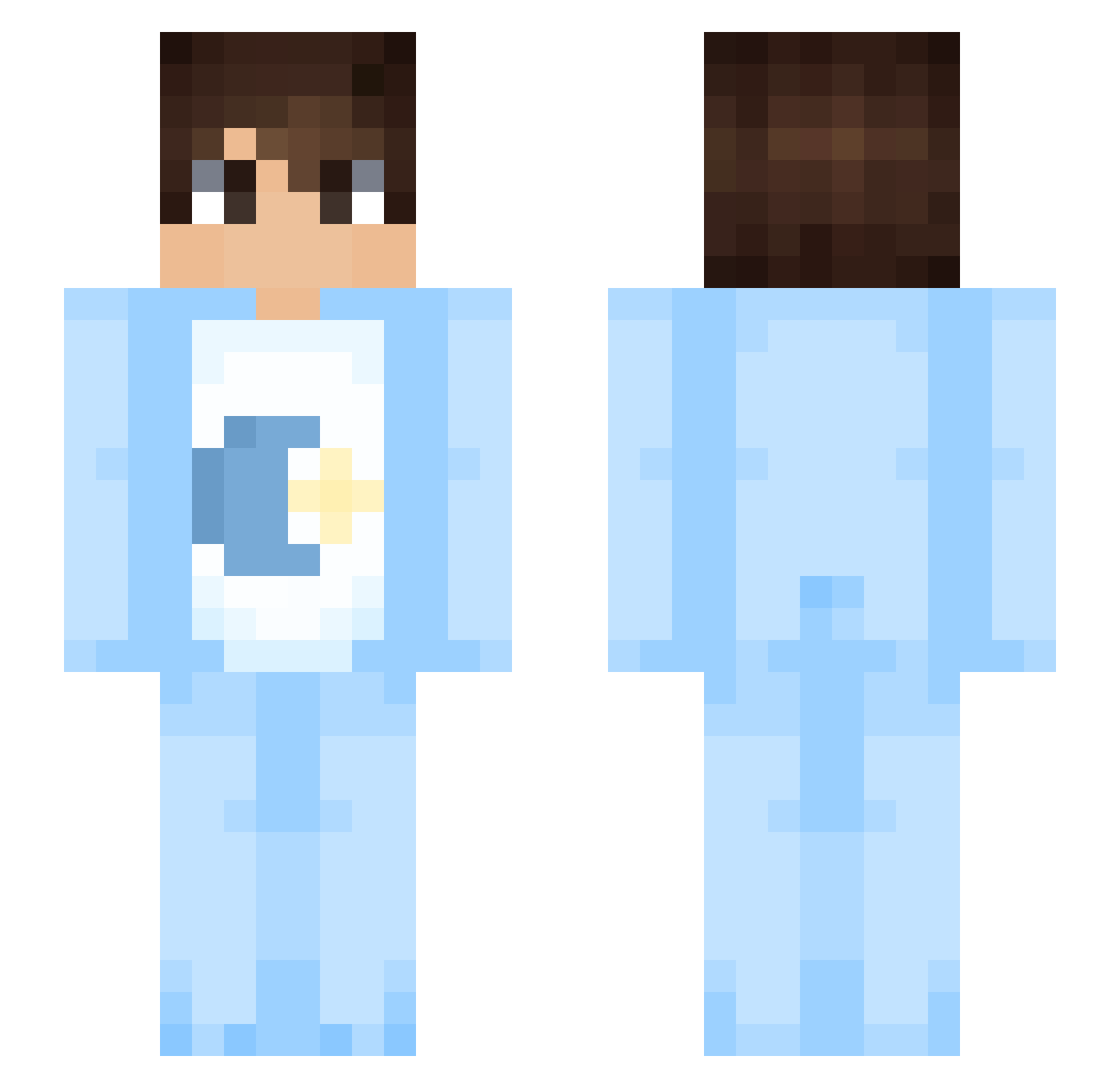 Luxofractura Minecraft skin, front and back view