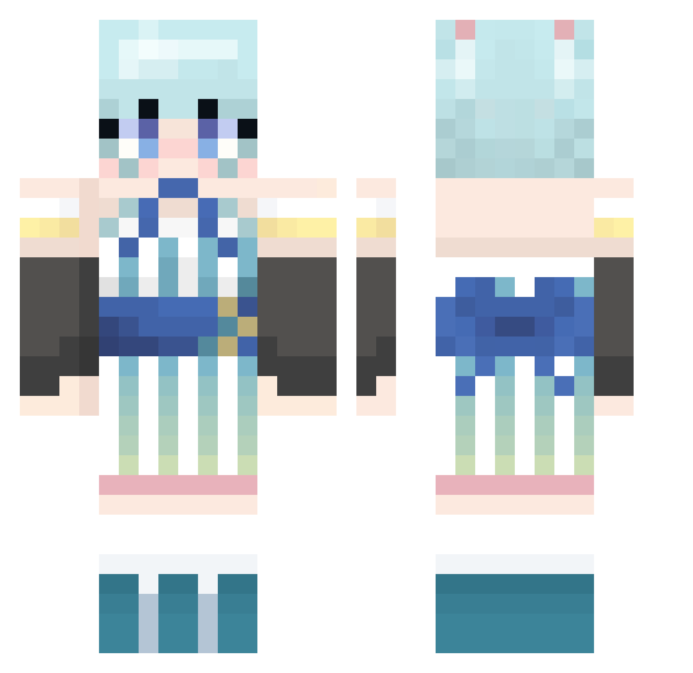 Banished_Kuroe Minecraft skin, front and back view