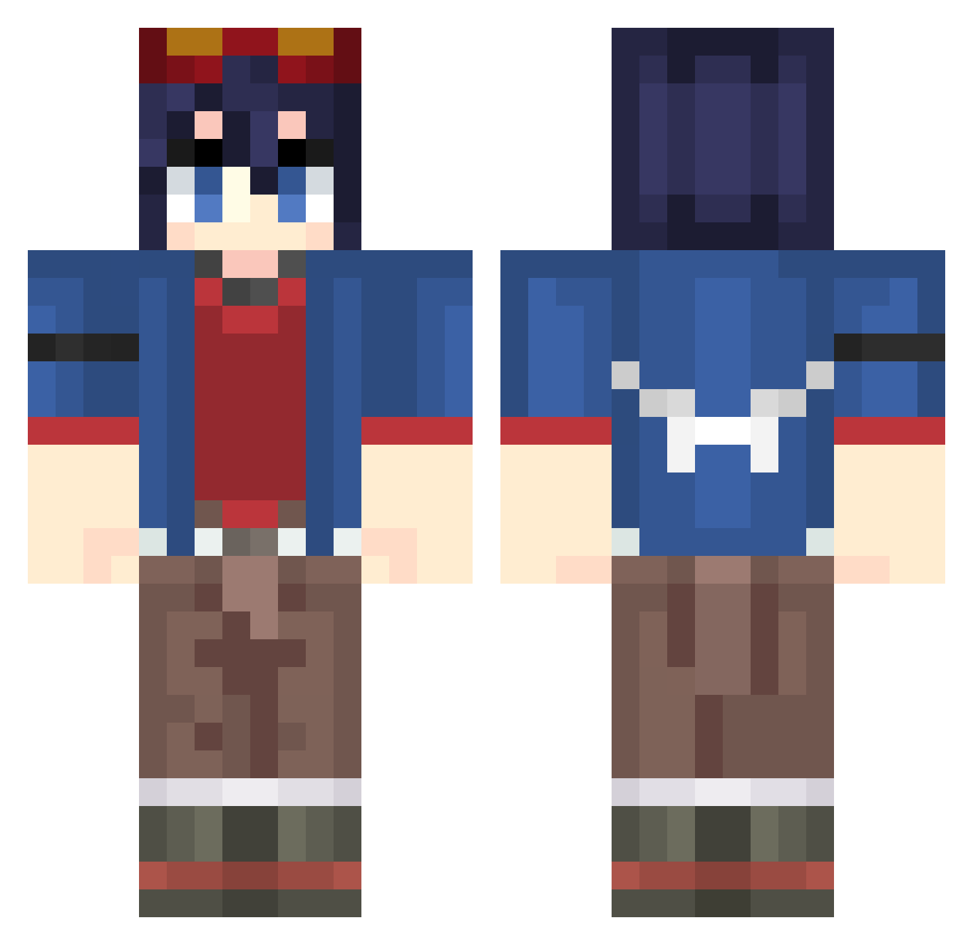 SimonPlush Minecraft skin, front and back view