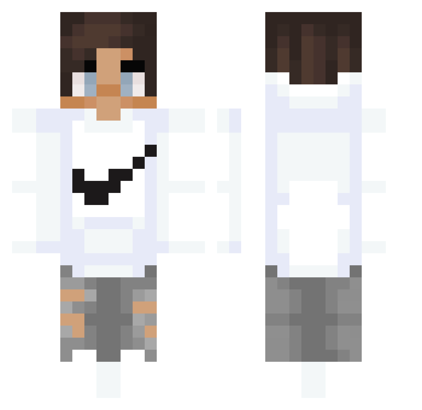 vCan Minecraft skin, front and back view