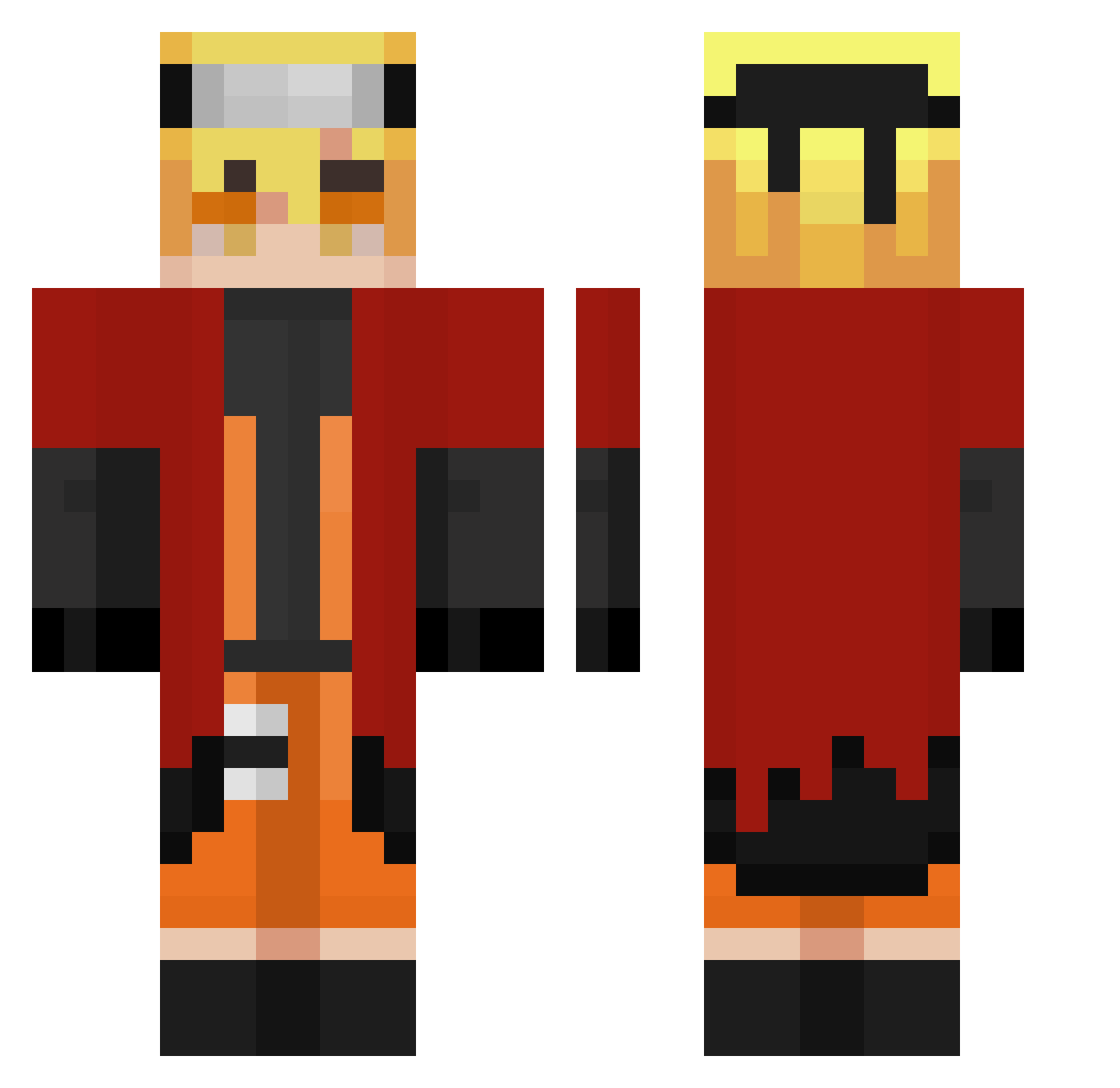 NarutooHokage_ Minecraft skin, front and back view