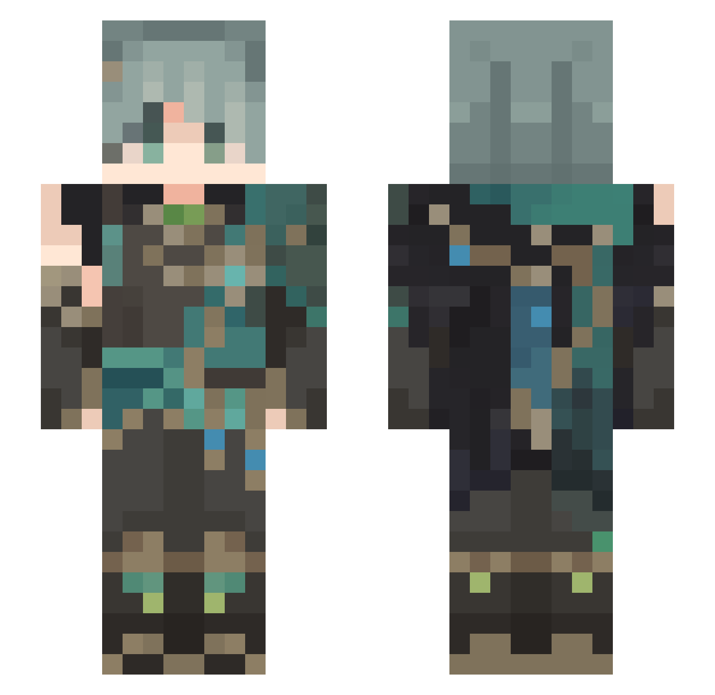 snsp069 Minecraft skin, front and back view