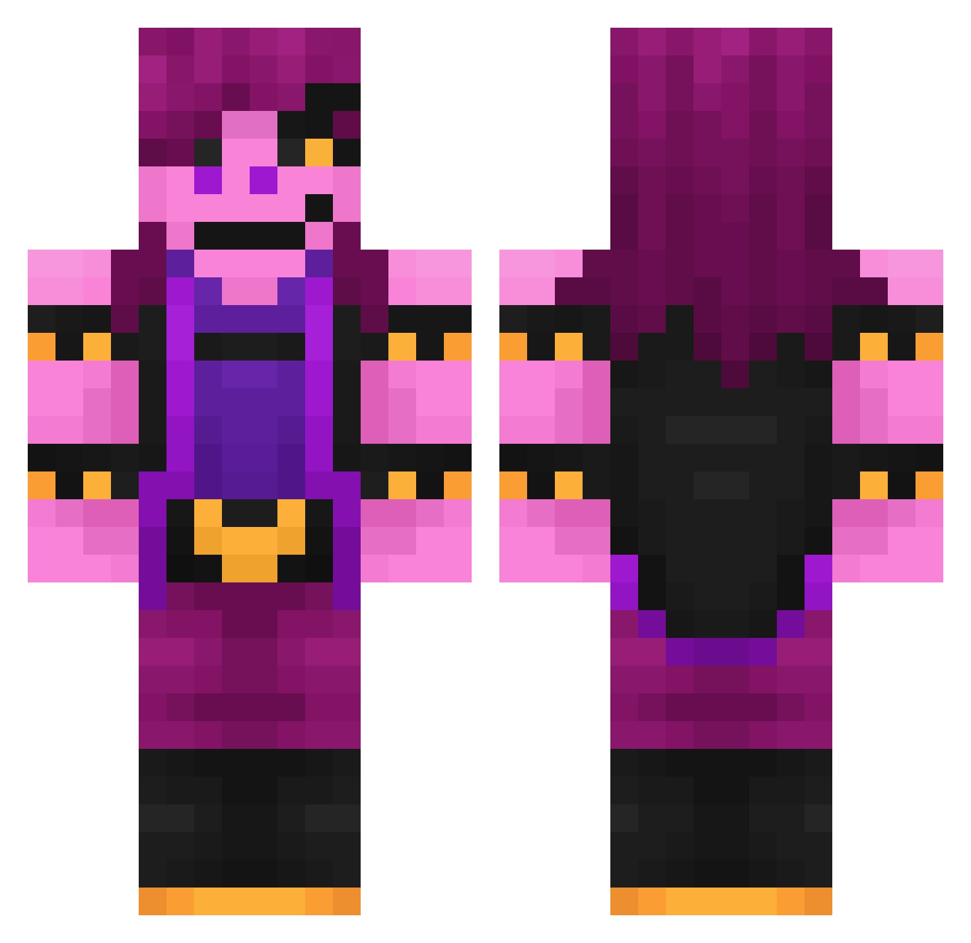 quimegamer Minecraft skin, front and back view