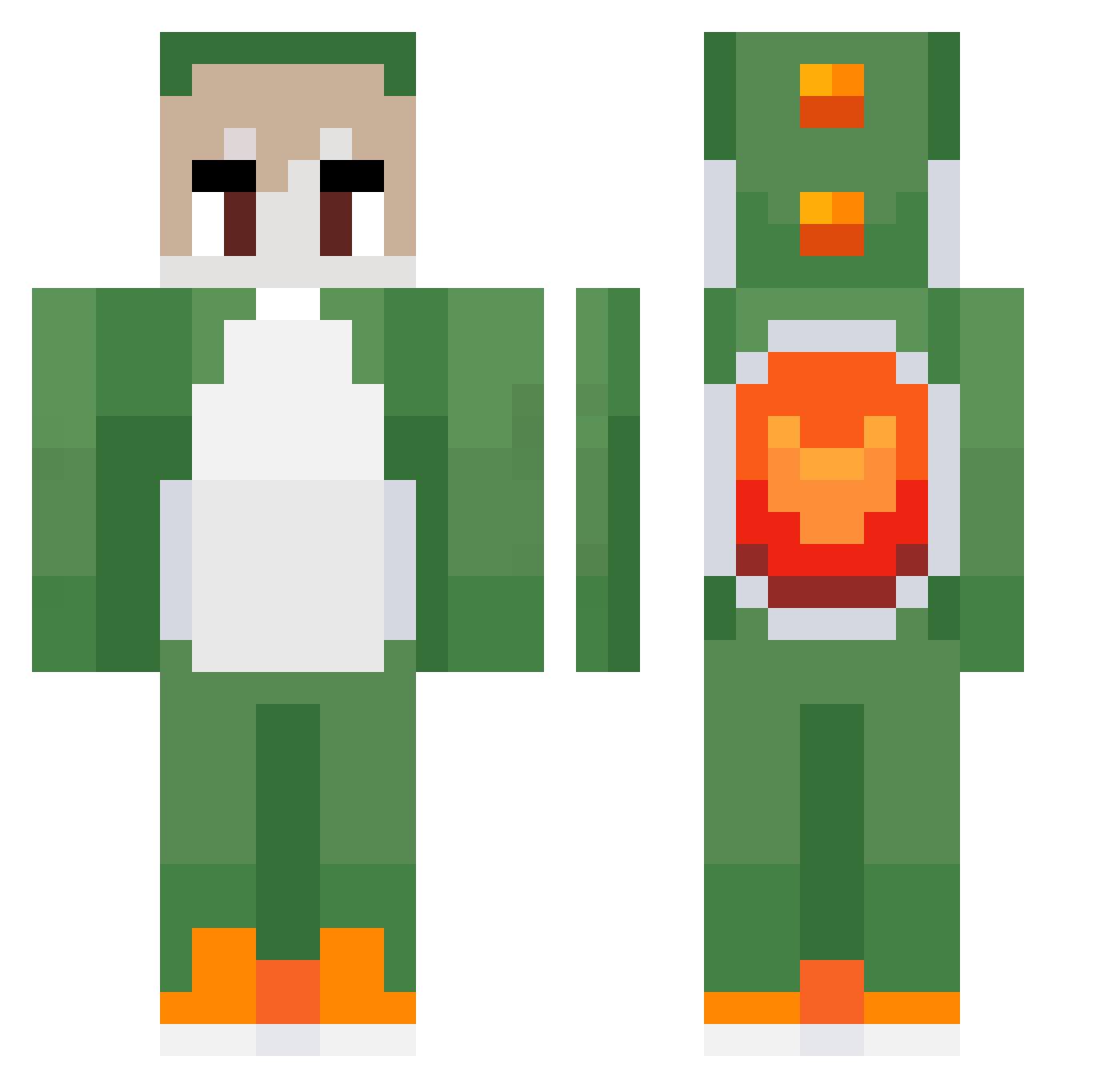 BabySharkYT Minecraft skin, front and back view