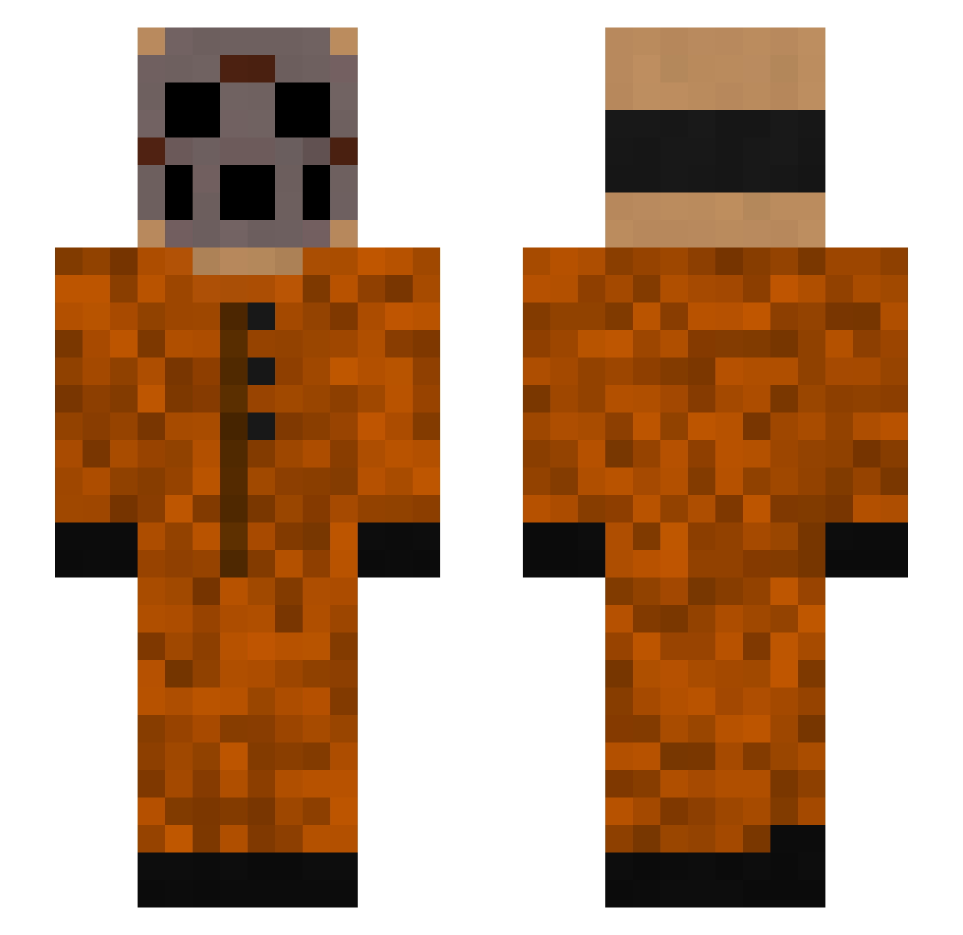 Asphyctic Minecraft skin, front and back view