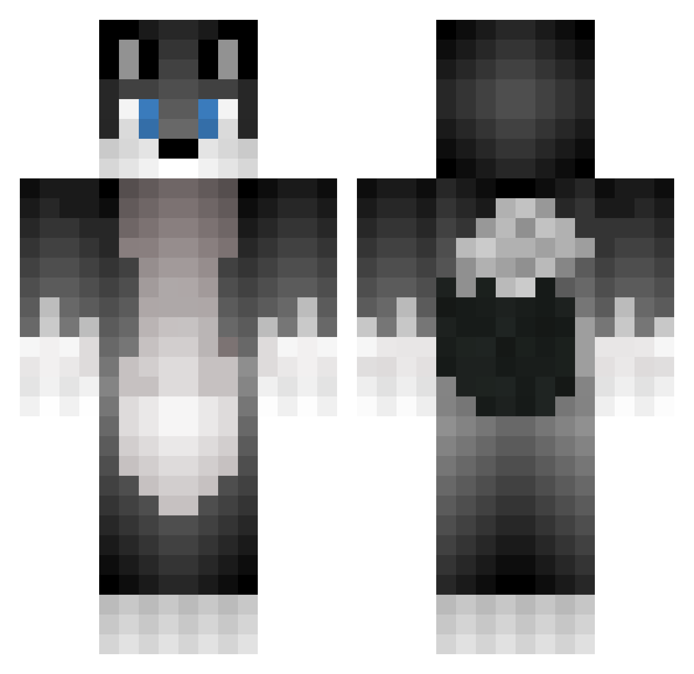 Pogurai Minecraft skin, front and back view