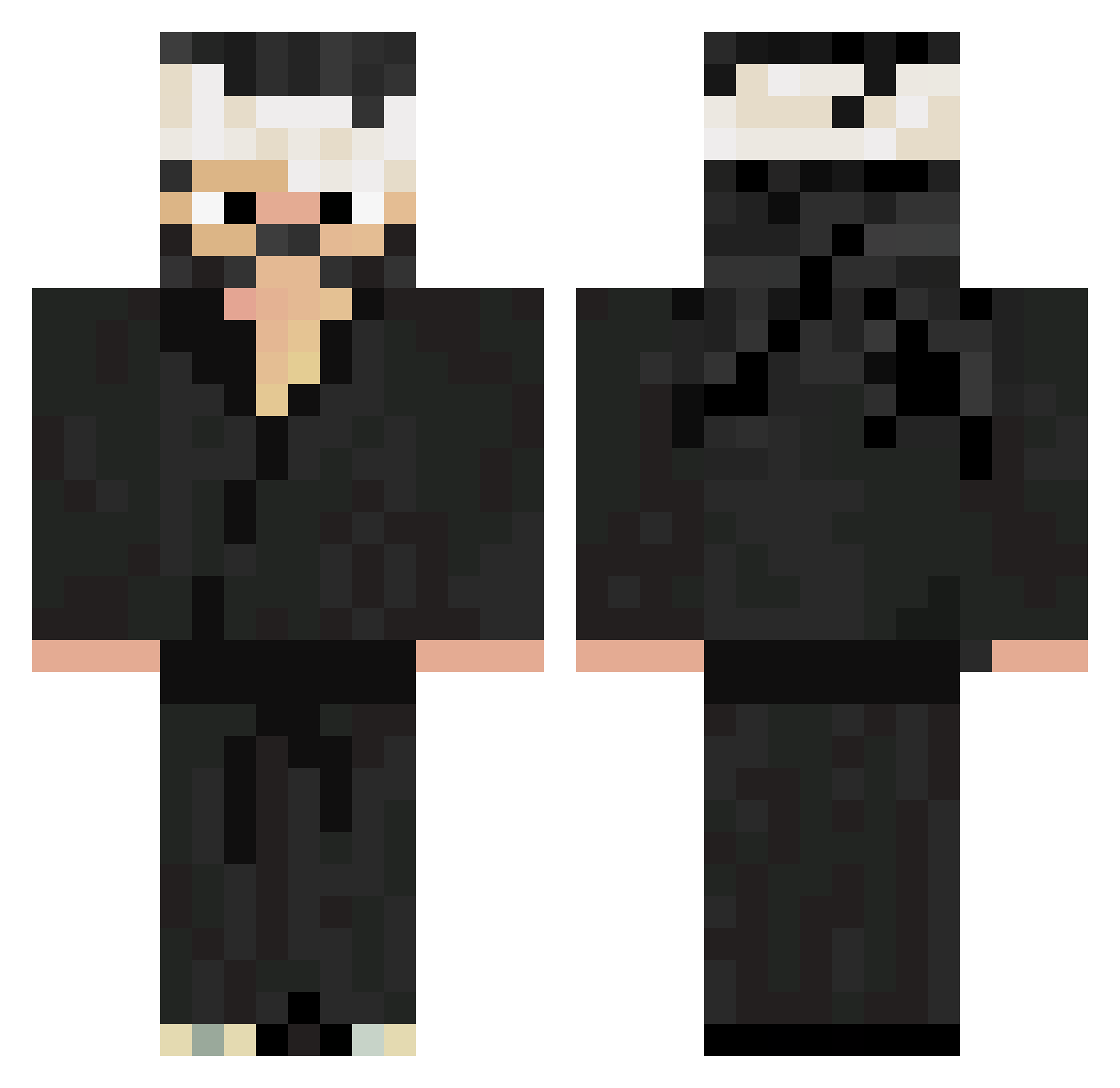 3wafy Minecraft skin, front and back view