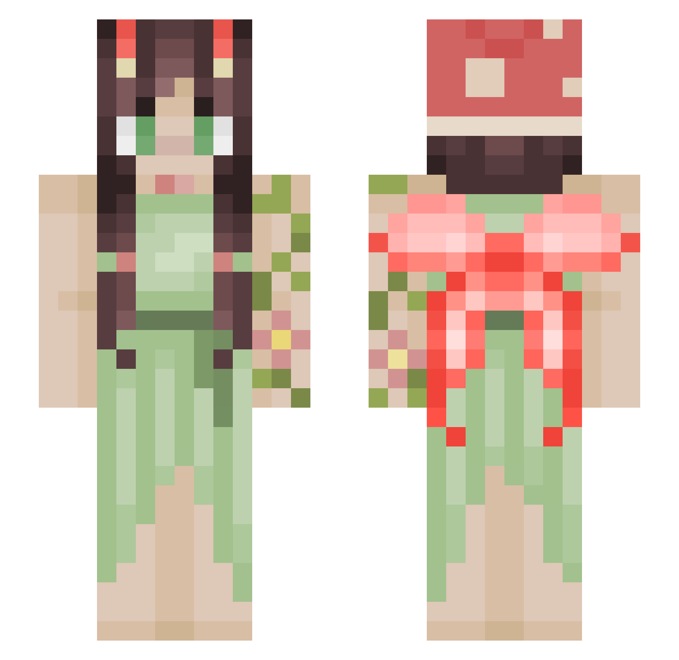 Sleepy_potato_02 Minecraft skin, front and back view