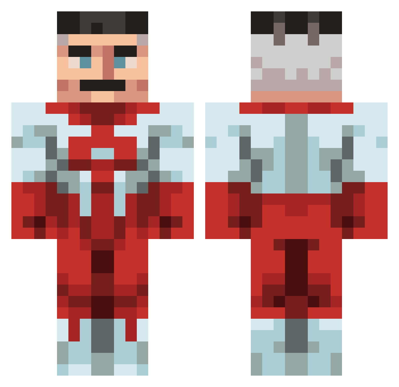 AntiOptimist Minecraft skin, front and back view