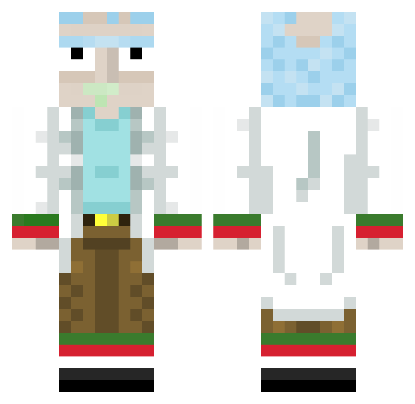 WolfTexx Minecraft skin, front and back view