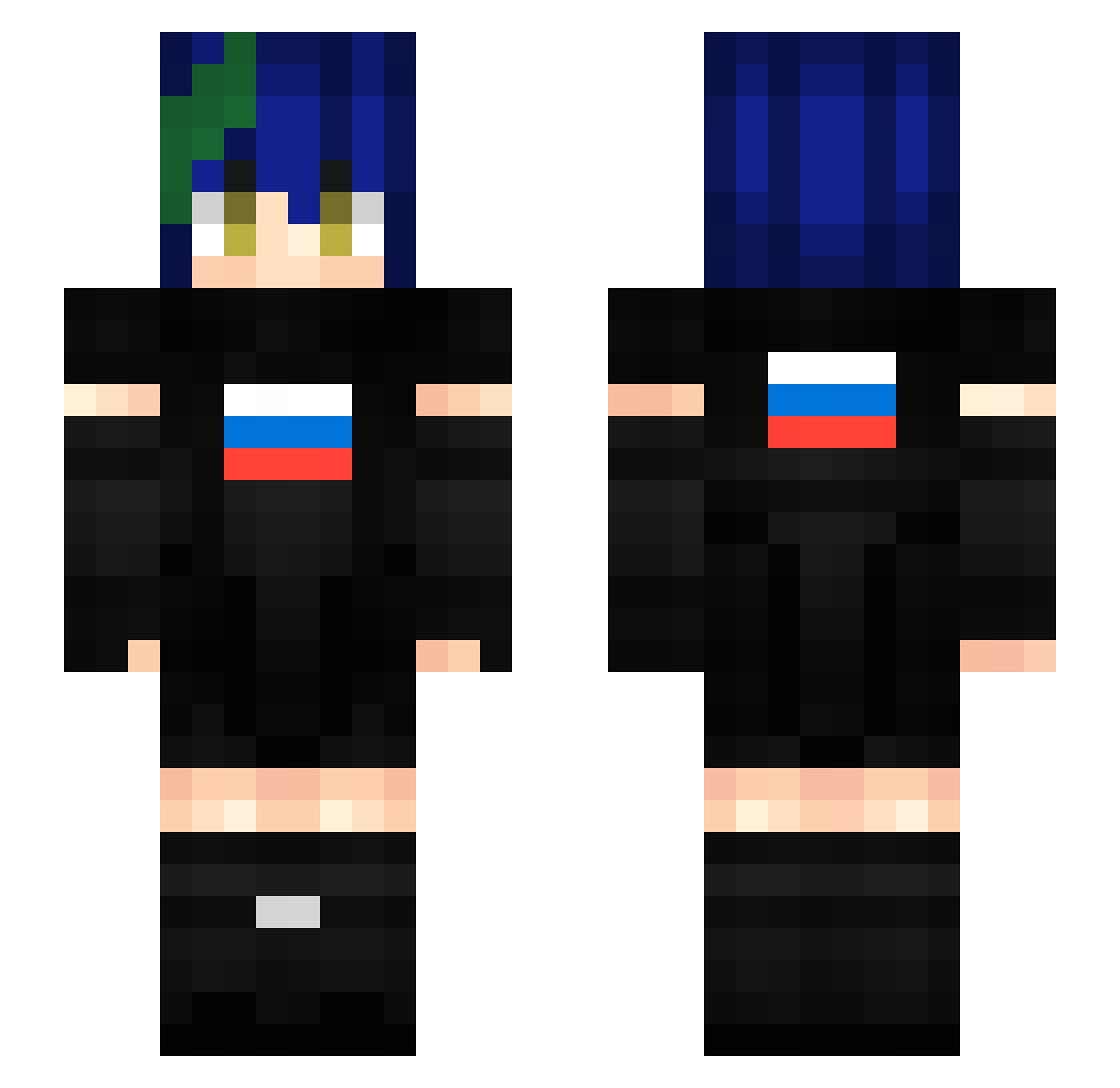 Sipki Minecraft skin, front and back view