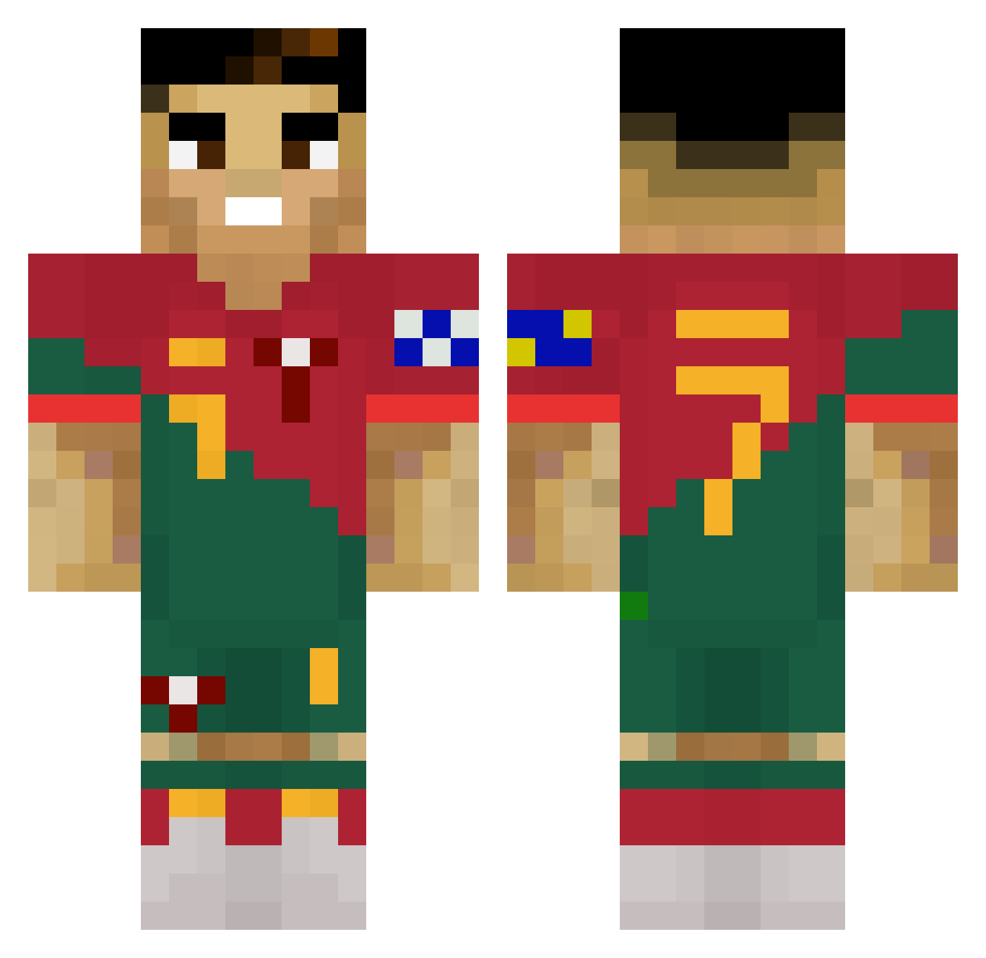 CristiancRonaldo Minecraft skin, front and back view