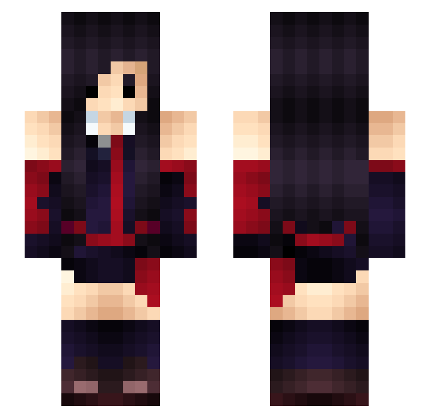 Socky Minecraft skin, front and back view