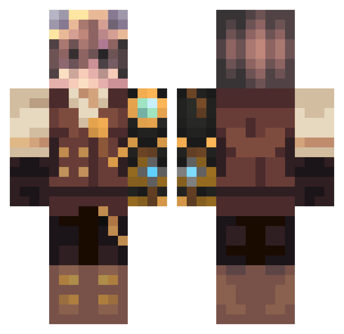 Starglim Minecraft skin, front and back view