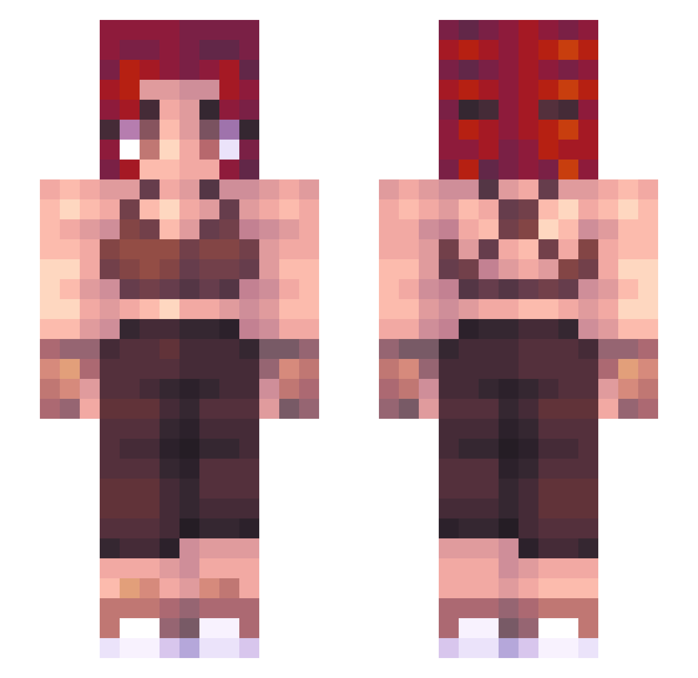 JadeMire Minecraft skin, front and back view
